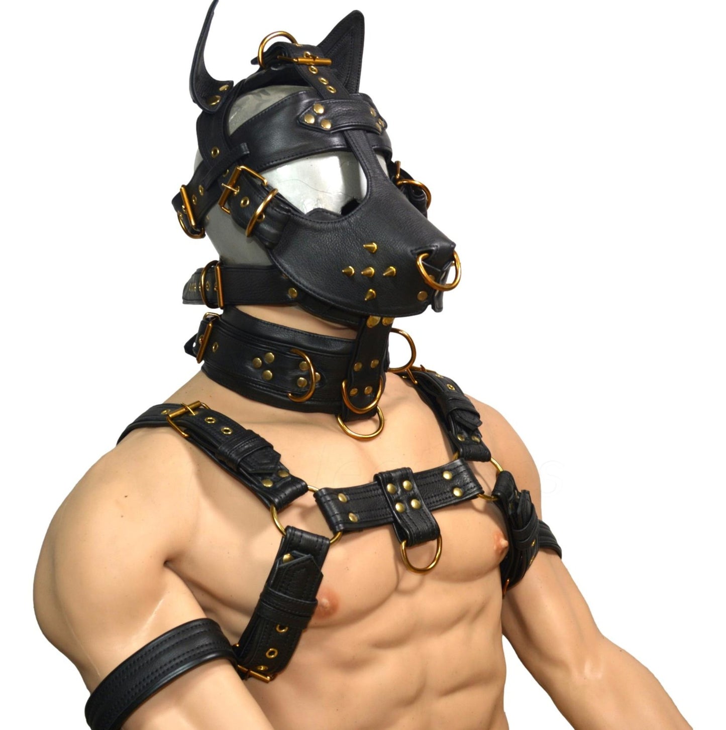Genuine Leather Bondage Face Muzzle BDSM Head Harness Hood Adult Gear matching harness - MRI Leathers
