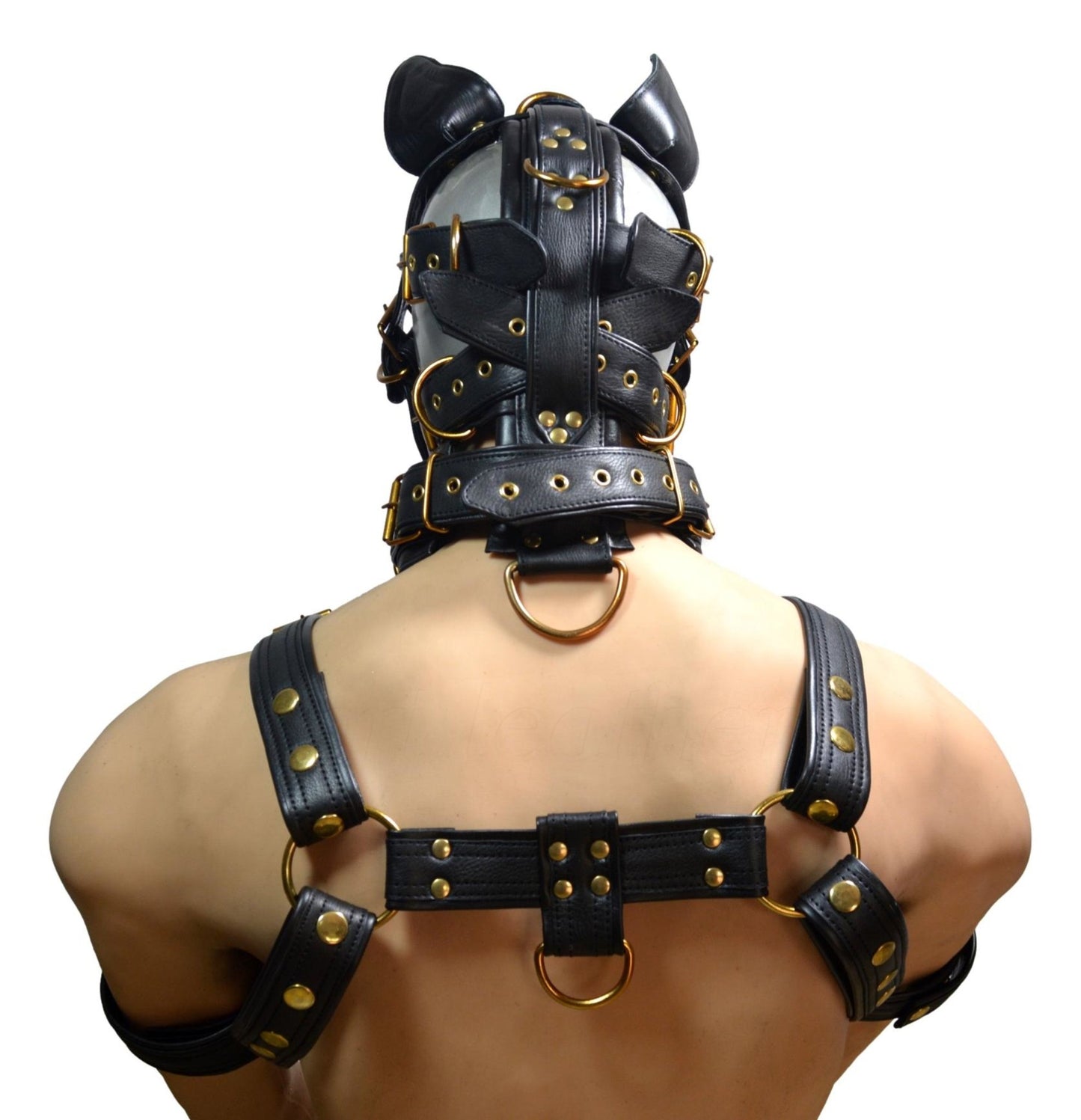 Genuine Leather Bondage Face Muzzle BDSM Head Harness Hood Adult Gear matching harness - MRI Leathers
