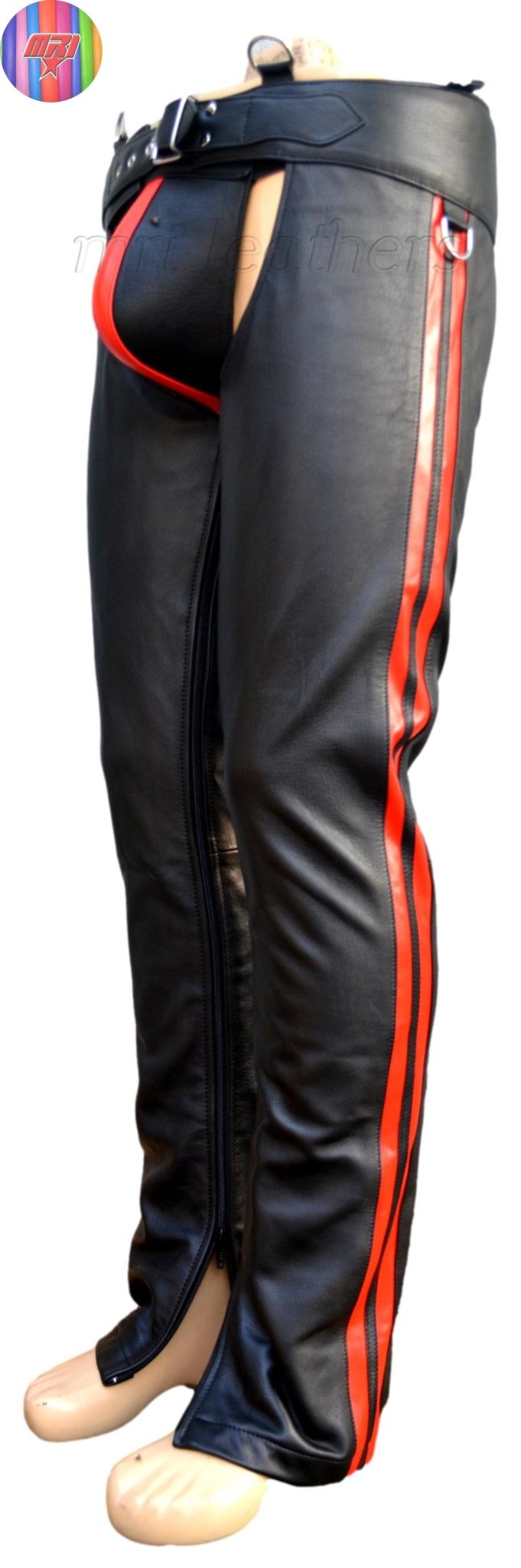 Handmade Real Leather Chaps for Men | Unisex Black Biker Motorcycle Chaps | Genuine Leather Riding Gear | Festival Costume Pants - MRI Leathers