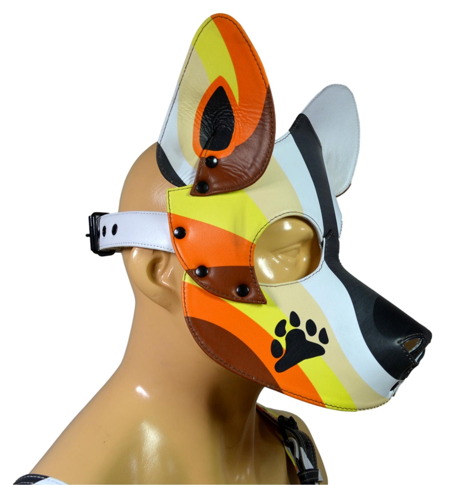 Leather Bear Harness with matching puppy Hood Mask - MRI Leathers