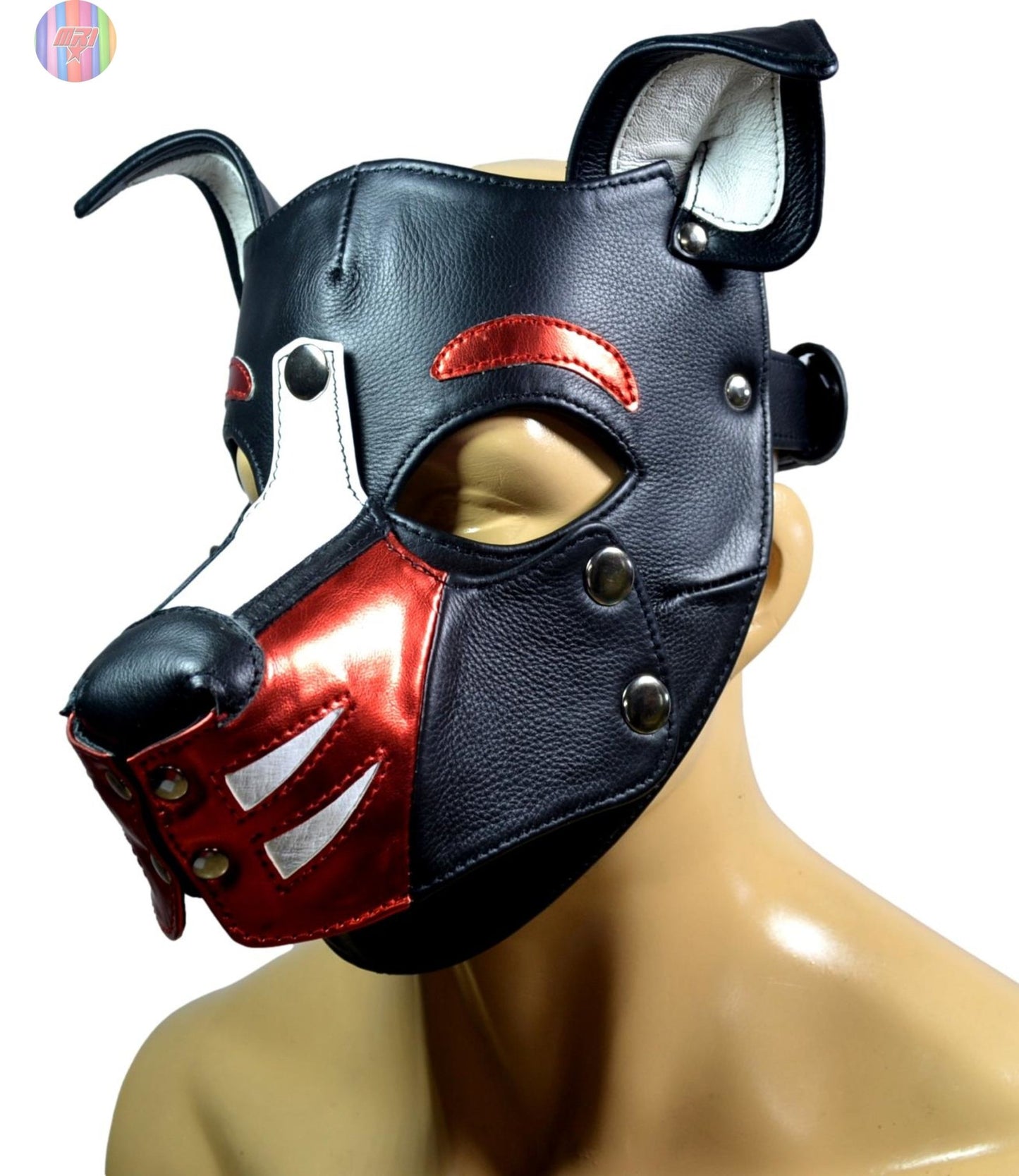 Leather Puppy Hood – Removable Muzzle Dog Mask for Pet Play, Cosplay & Roleplay – Adjustable Pup Hood with Metal Ear Support - MRI Leathers