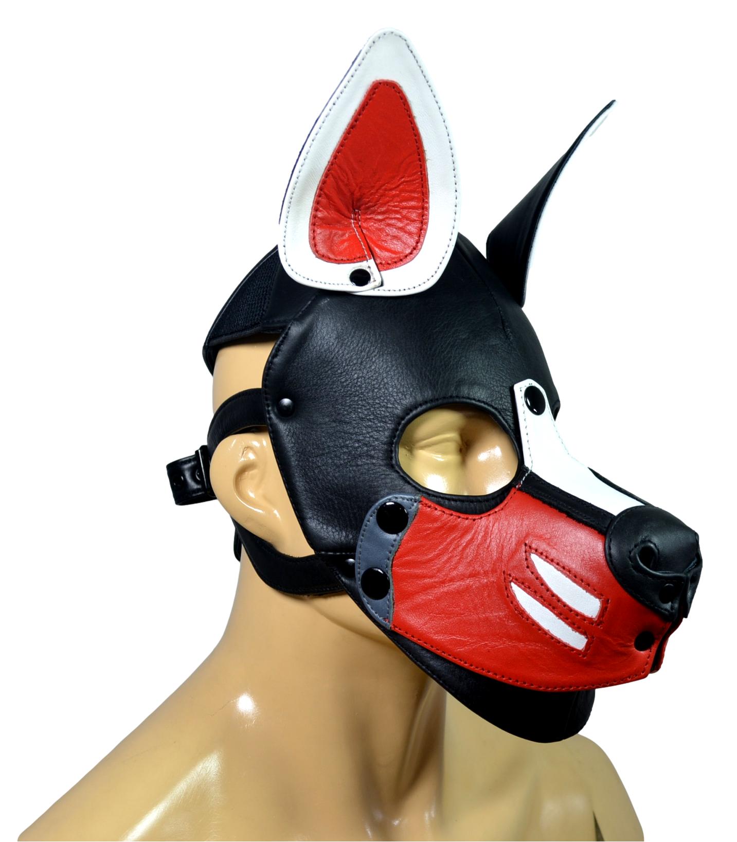 Leather Puppy Mask Hood removable muzzle - MRI Leathers
