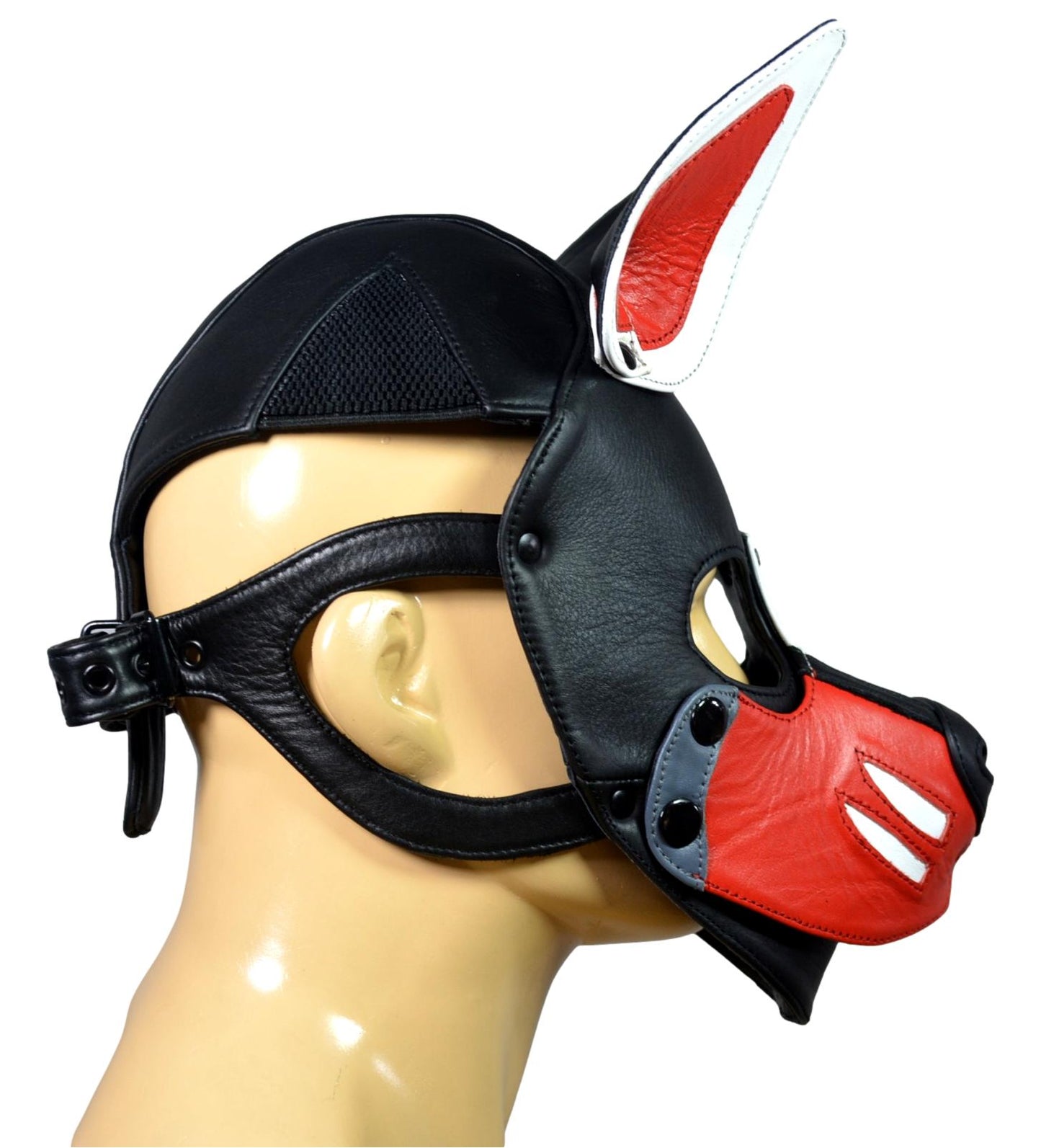 Leather Puppy Mask Hood removable muzzle - MRI Leathers