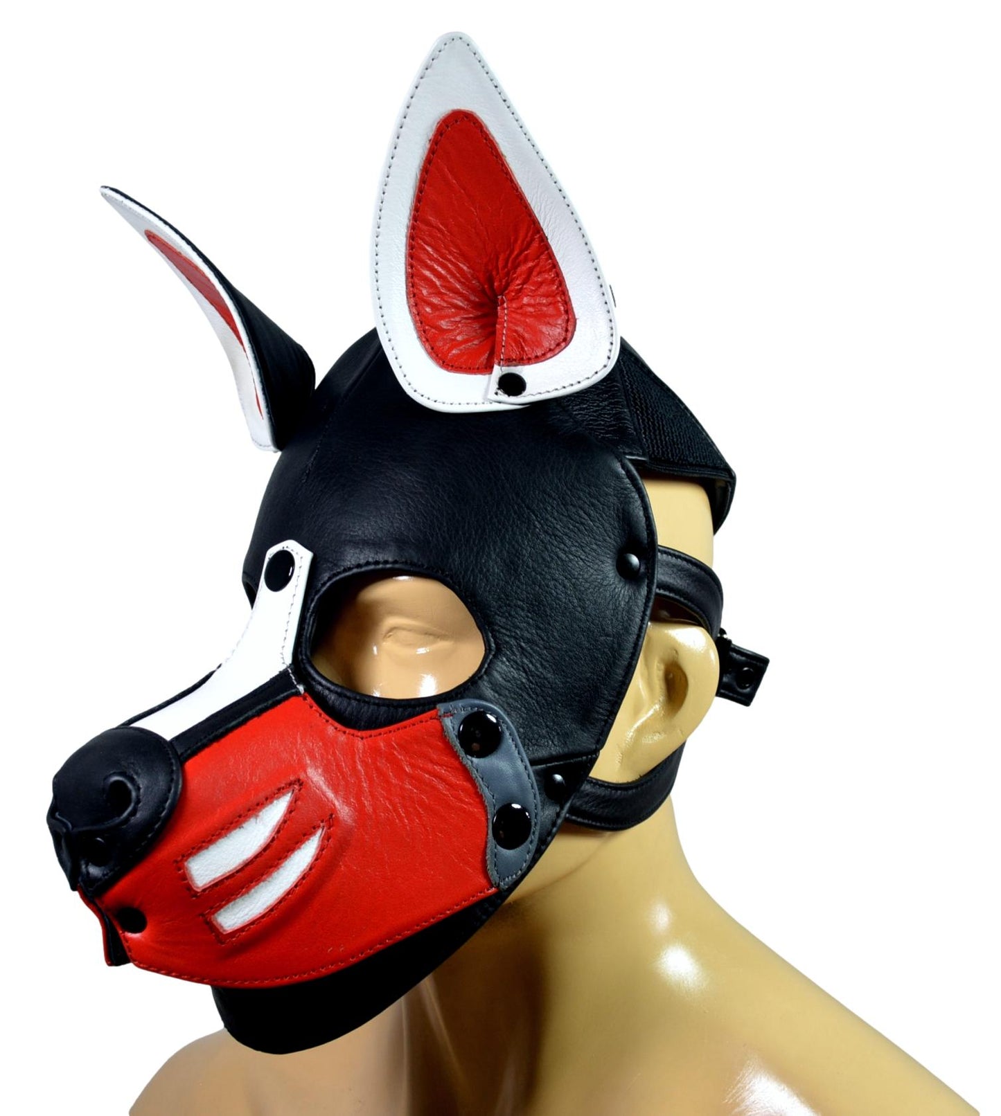 Leather Puppy Mask Hood removable muzzle - MRI Leathers