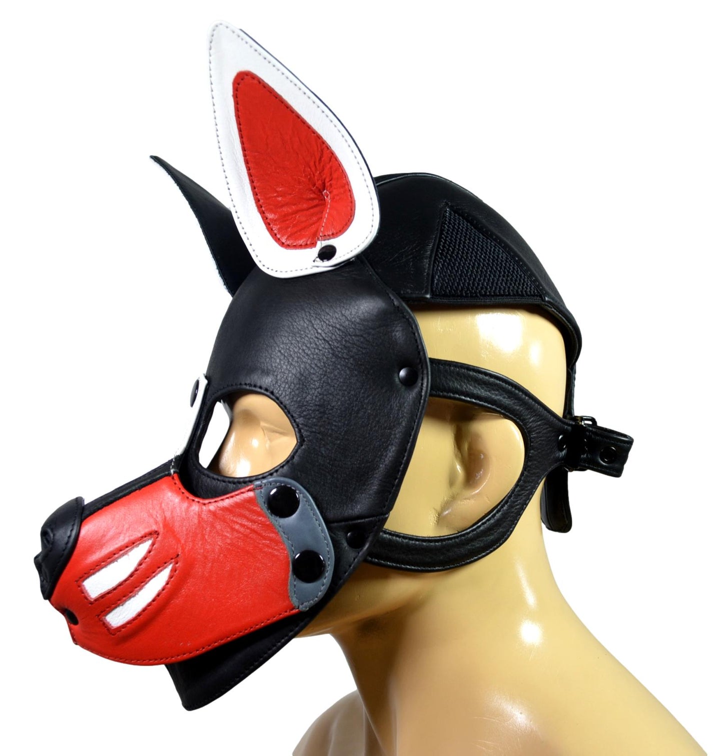 Leather Puppy Mask Hood removable muzzle - MRI Leathers