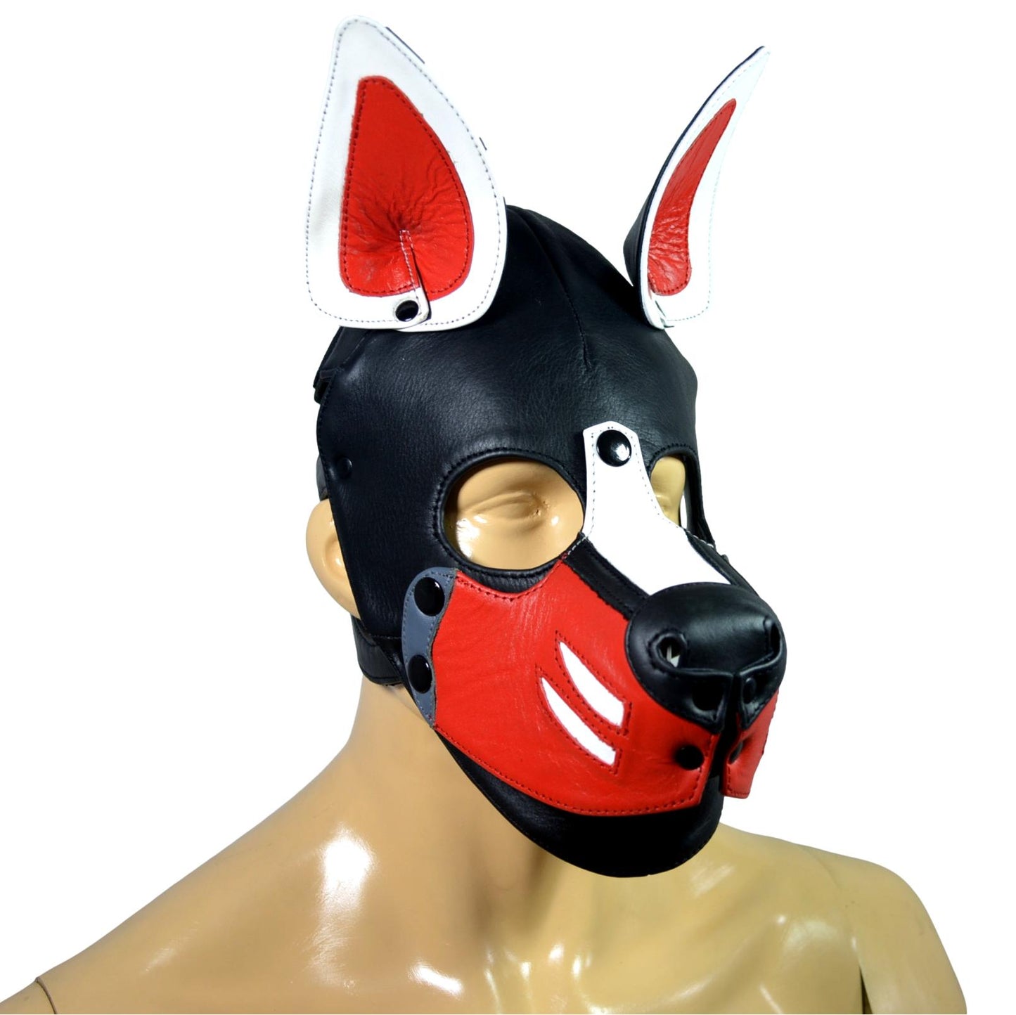 Leather Puppy Mask Hood removable muzzle - MRI Leathers