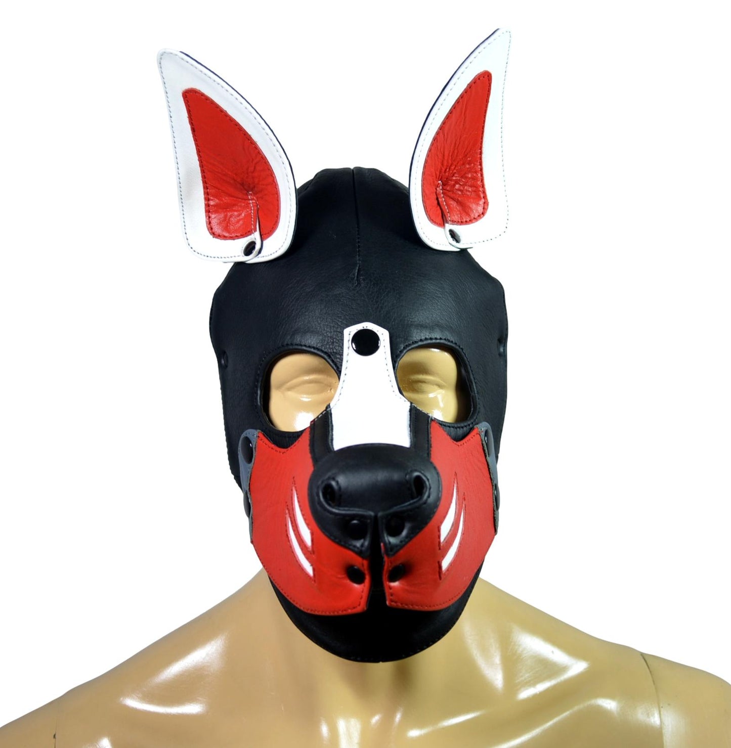 Leather Puppy Mask Hood removable muzzle - MRI Leathers