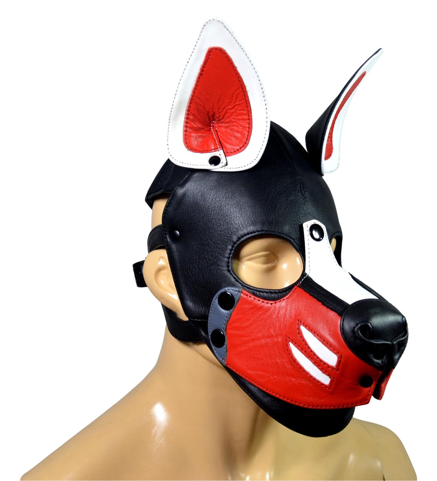 Leather Puppy Mask Hood removable muzzle - MRI Leathers