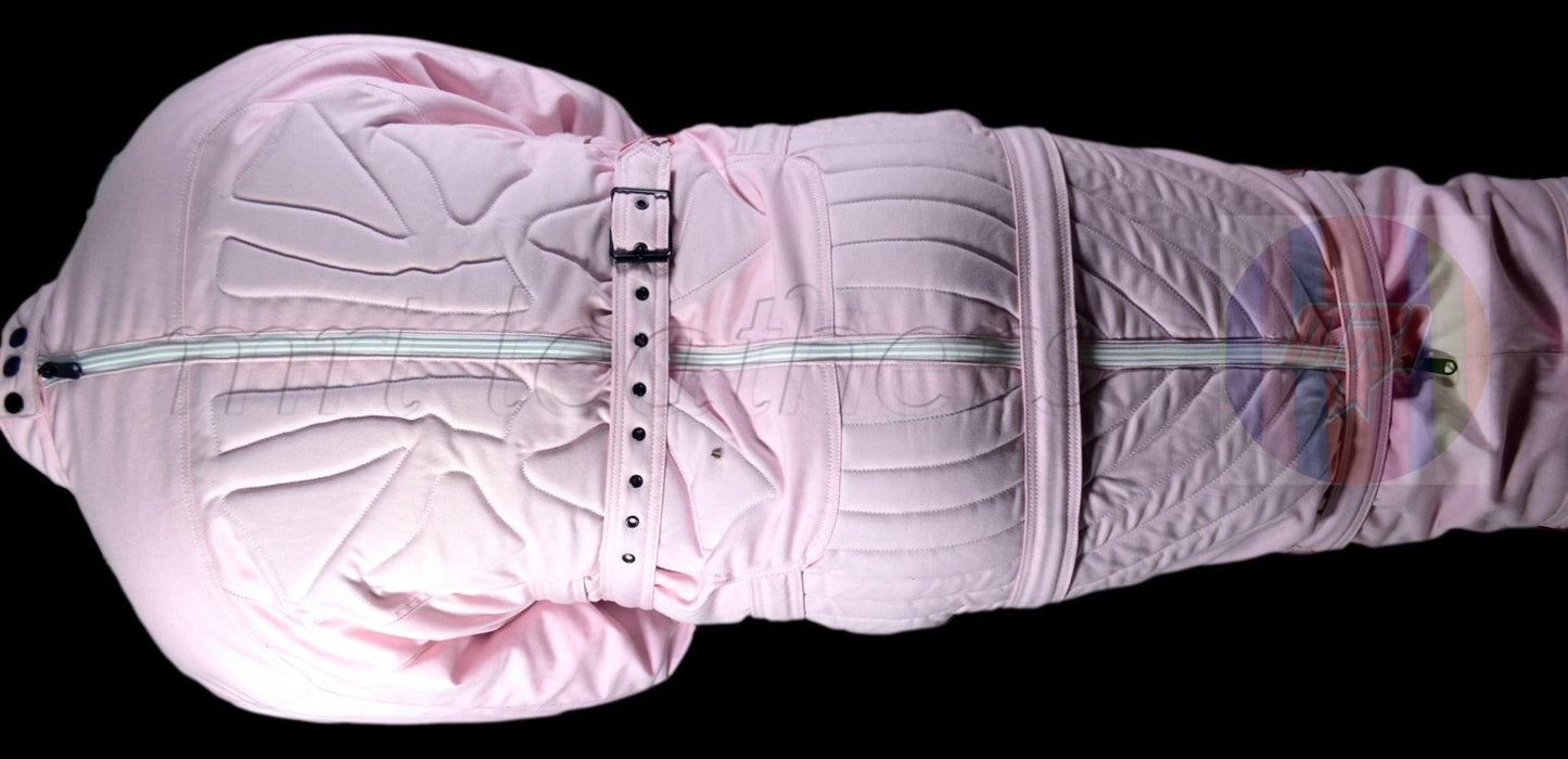 Pastel Pink Textile Sleepsack – Fully Enclosed Soft Bondage Body Bag with Buckles and Zippers | Restriction Sleep Sack by MRI Leather - MRI Leathers