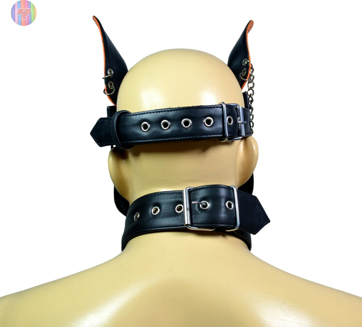 Rainbow Leather Puppy Hood – Adjustable Dog Mask for Cosplay, Pet Play & Role play – Handmade Multi color Pup Hood" - MRI Leathers