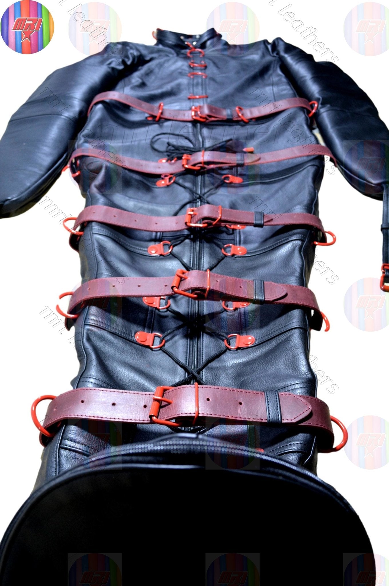 Real Leather Sleeping Bag Bondage Body Bag Bdsm Mummy Seductive Restricted/Leather BDSM Sleep Sack With Leather Belts and nipple flaps - MRI Leathers