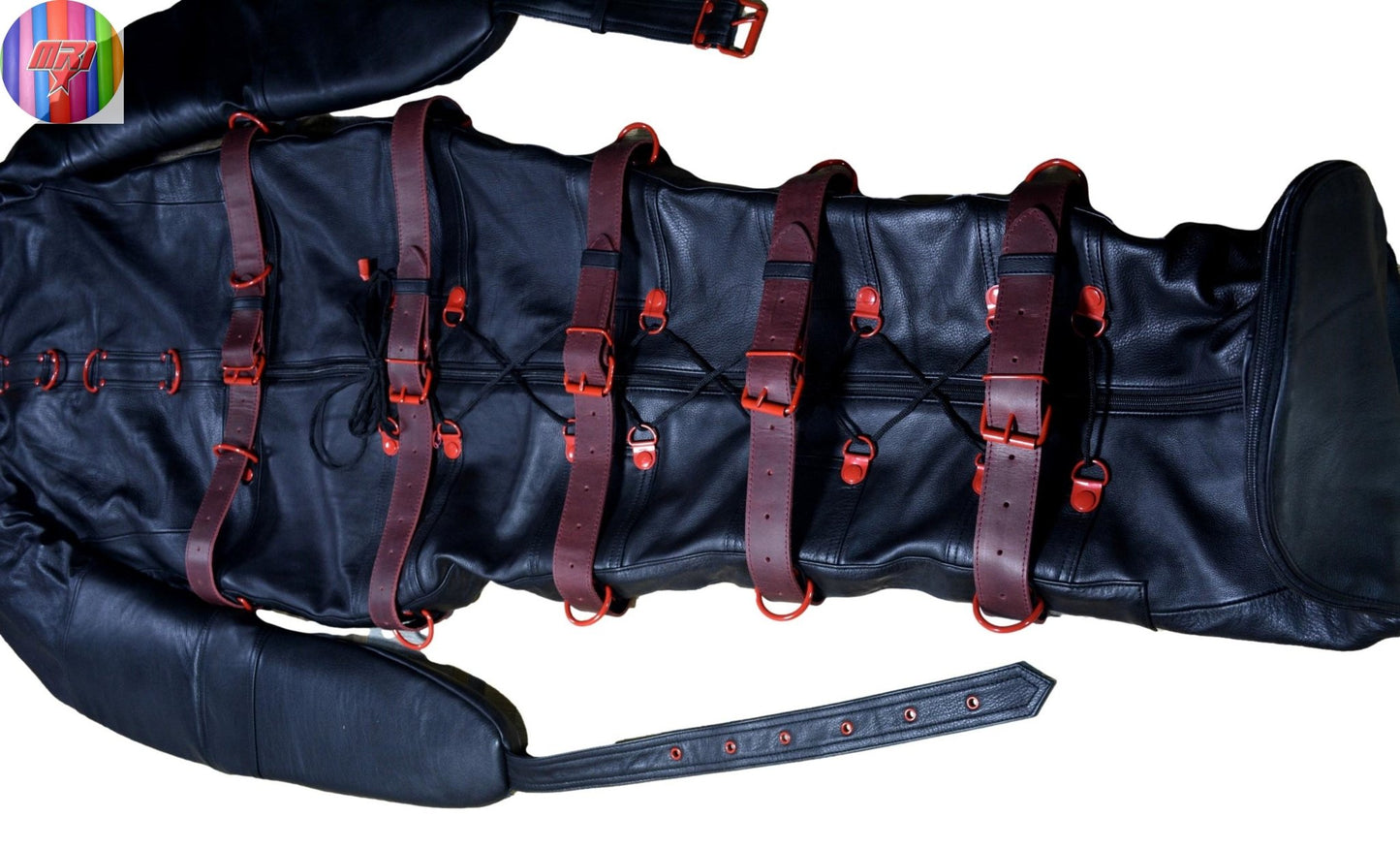 Real Leather Sleeping Bag Bondage Body Bag Bdsm Mummy Seductive Restricted/Leather BDSM Sleep Sack With Leather Belts and nipple flaps - MRI Leathers
