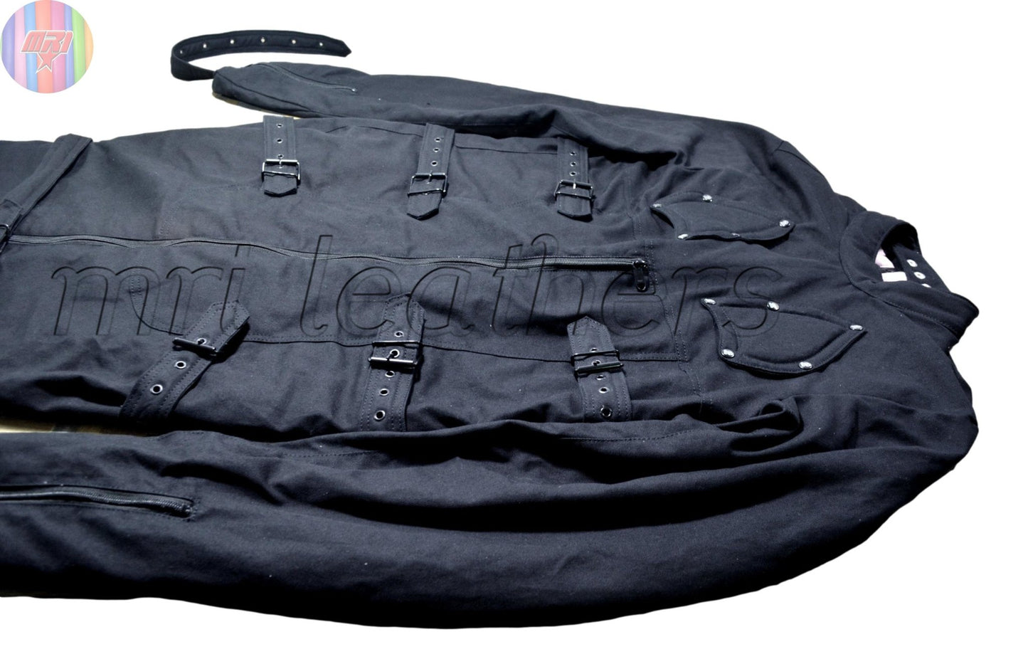 Sleep sack Pink Black Textile – Fully Enclosed Soft Bondage Body Bag with Buckles and Zippers | Restriction Sleep Sack by MRI Leather - MRI Leathers