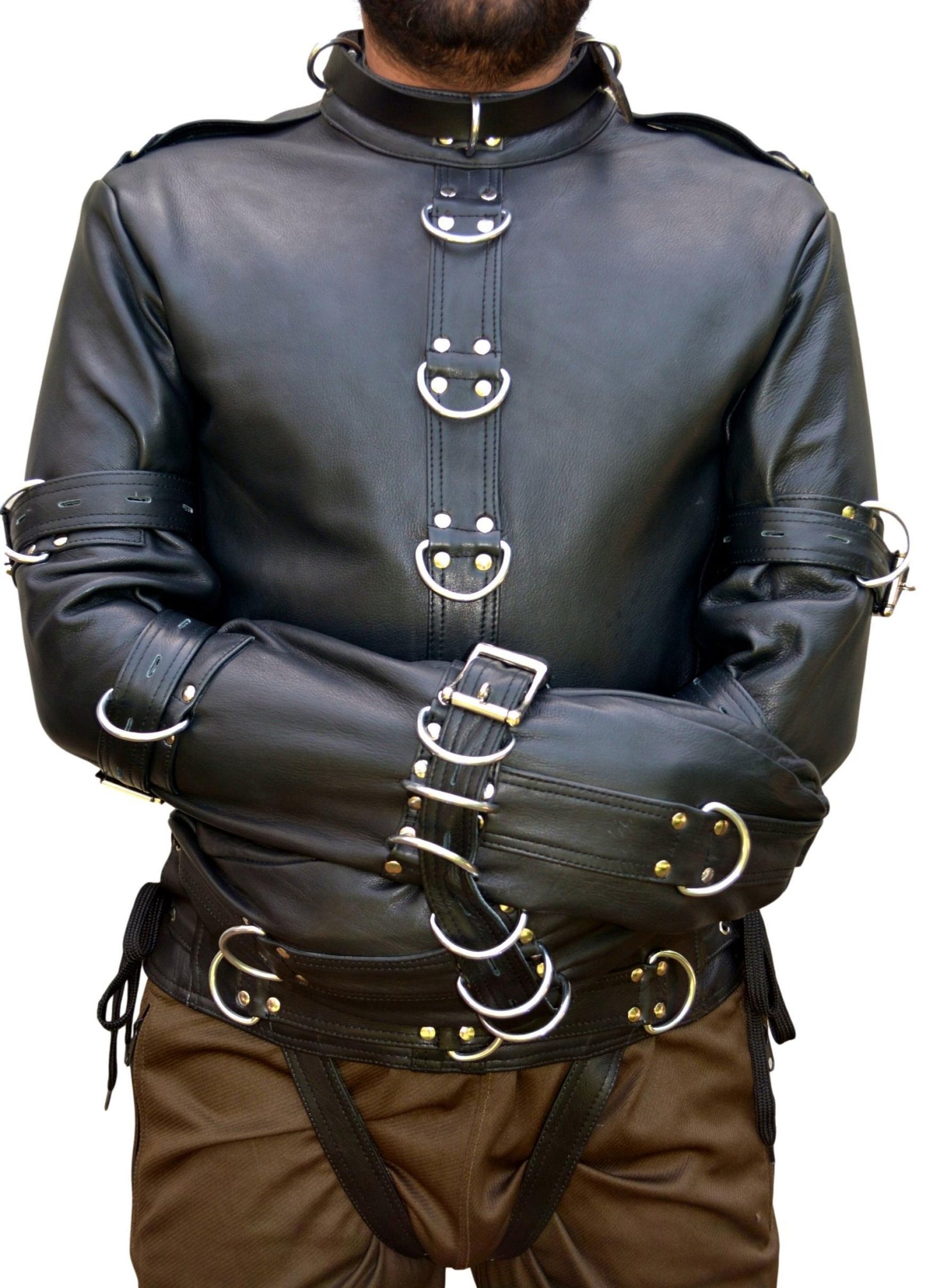Strait Jacket BDSM Pure Leather Jacket Men Women Chastity Jacket Bondage Jacket (Copy) - MRI Leathers