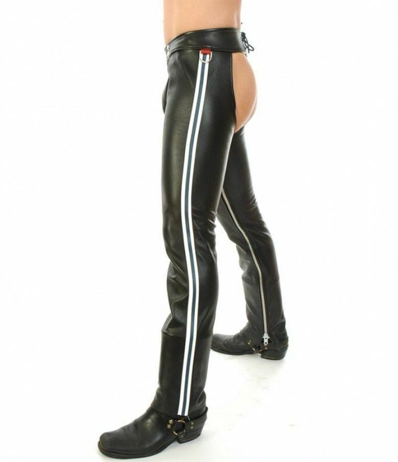 100% Real Leather Chaps Leder Fetish Gay Jeans Pants Gay Chaps/biker Trous - MRI Leathers