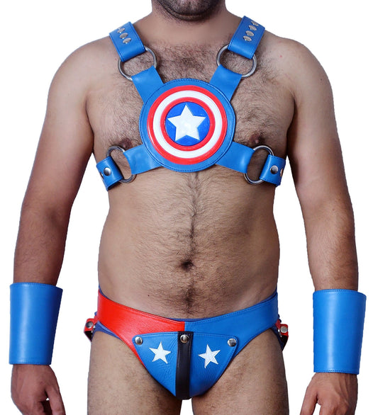 American hero harness men Leather Harness Body Chest Bulldog harness adjustable chest - MRI Leathers