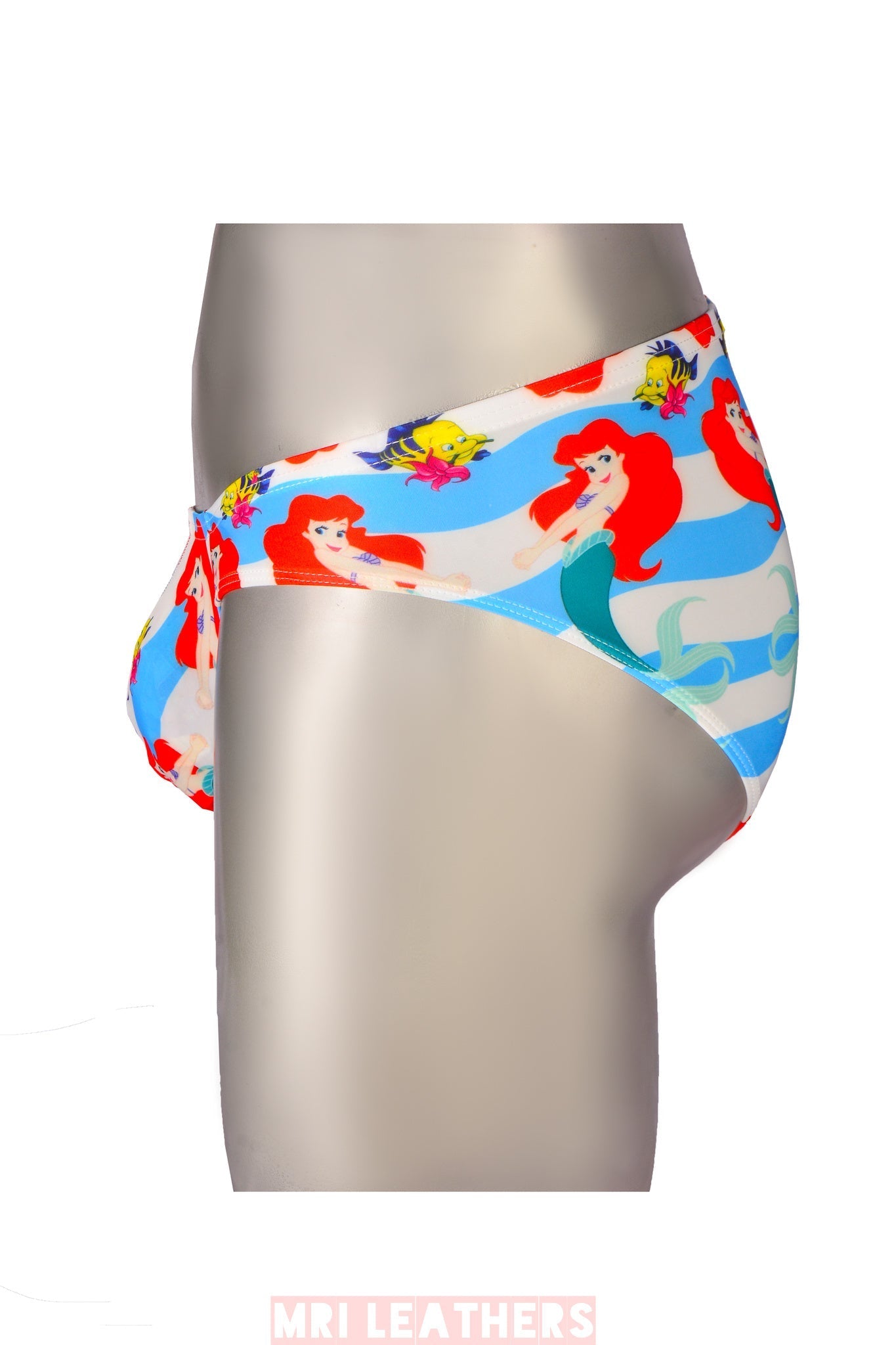 Cartoon printed men's briefs with bulge pouch and low waist design.