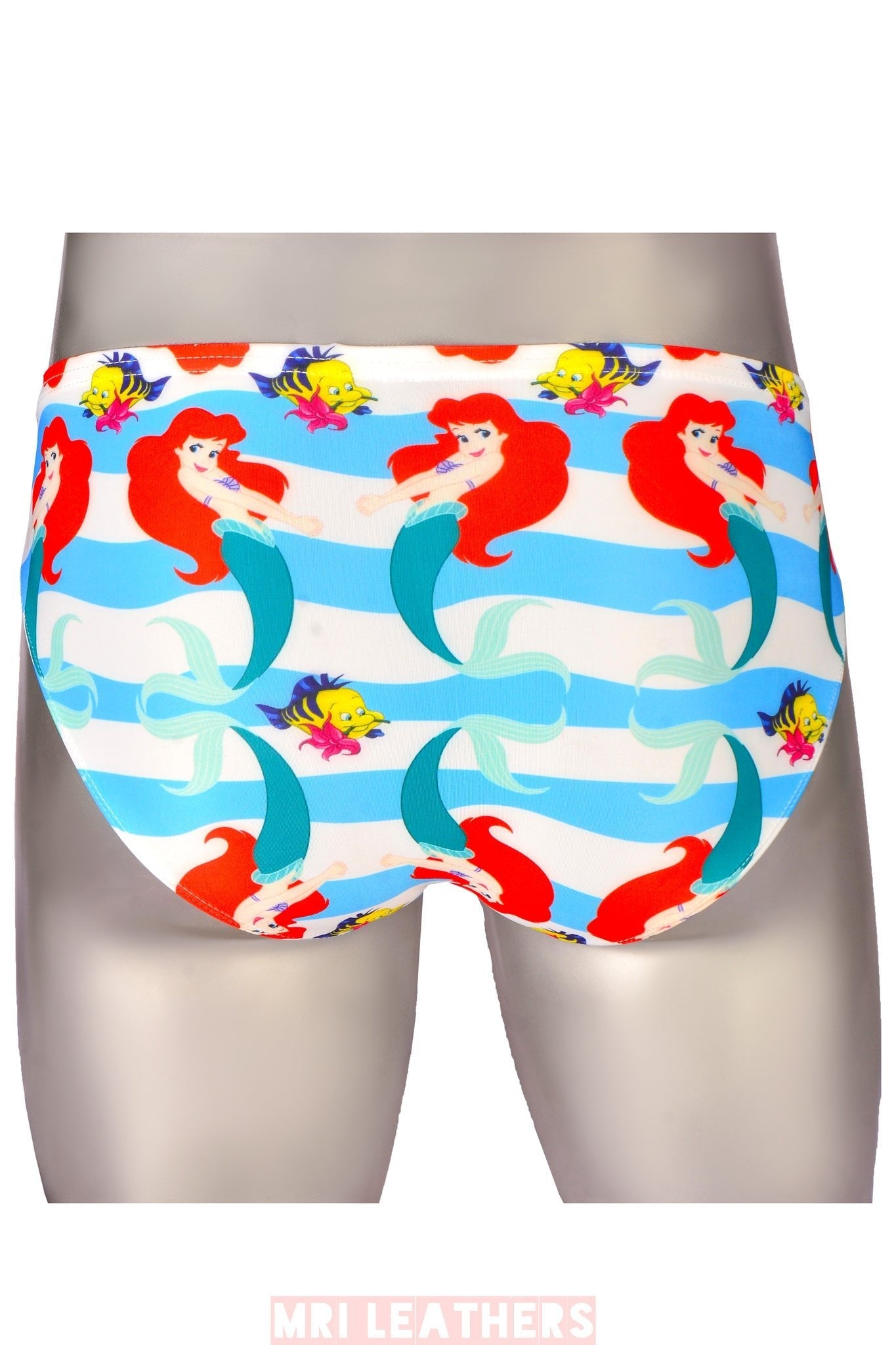 Cartoon printed briefs men underwear with mermaid design.