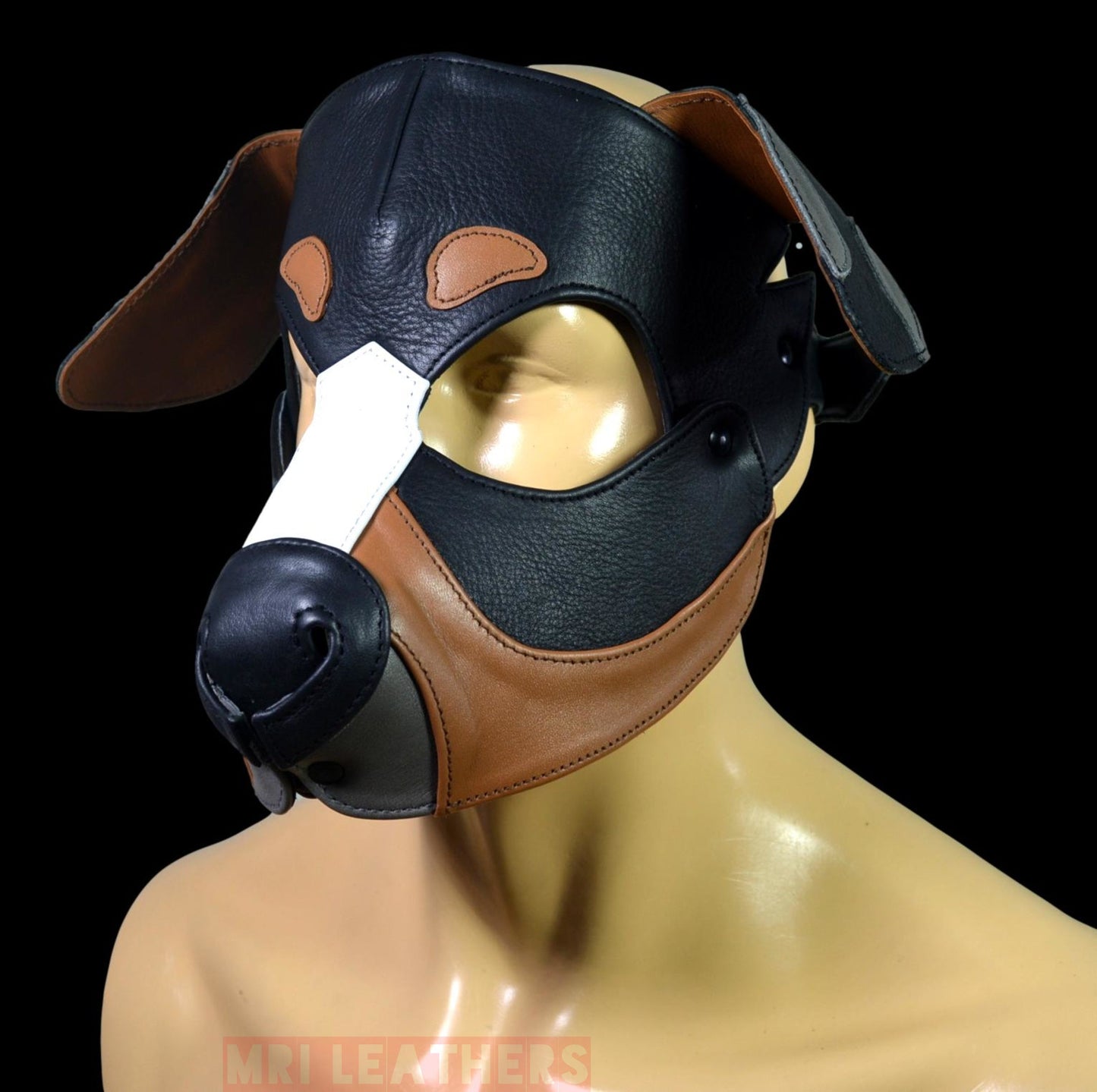 Catahoula Leopard Dog Leather Puppy Mask Hood Floppy Ears - MRI Leathers