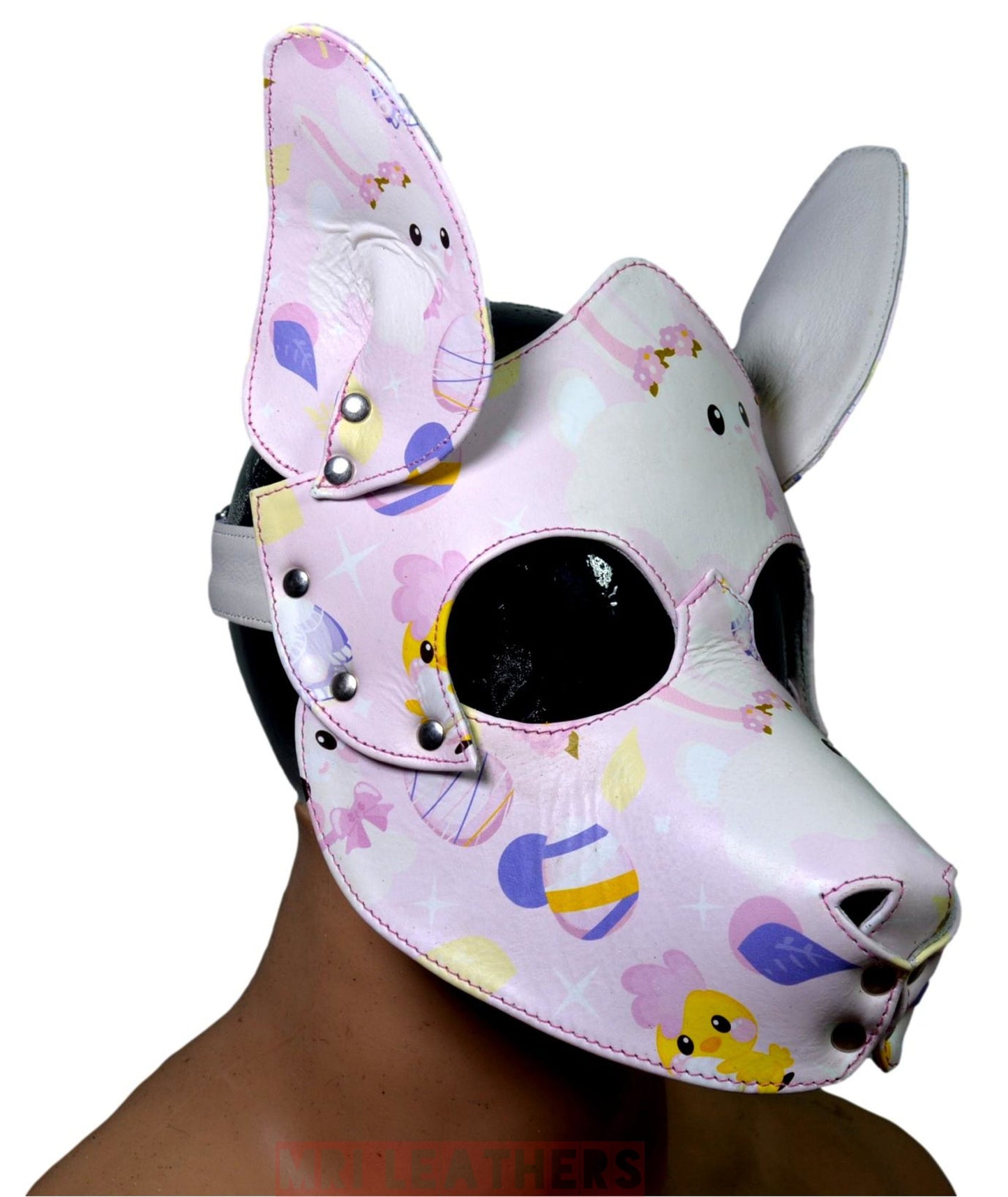 Human Pup Hood Leather Puppy Printed mask - MRI Leathers