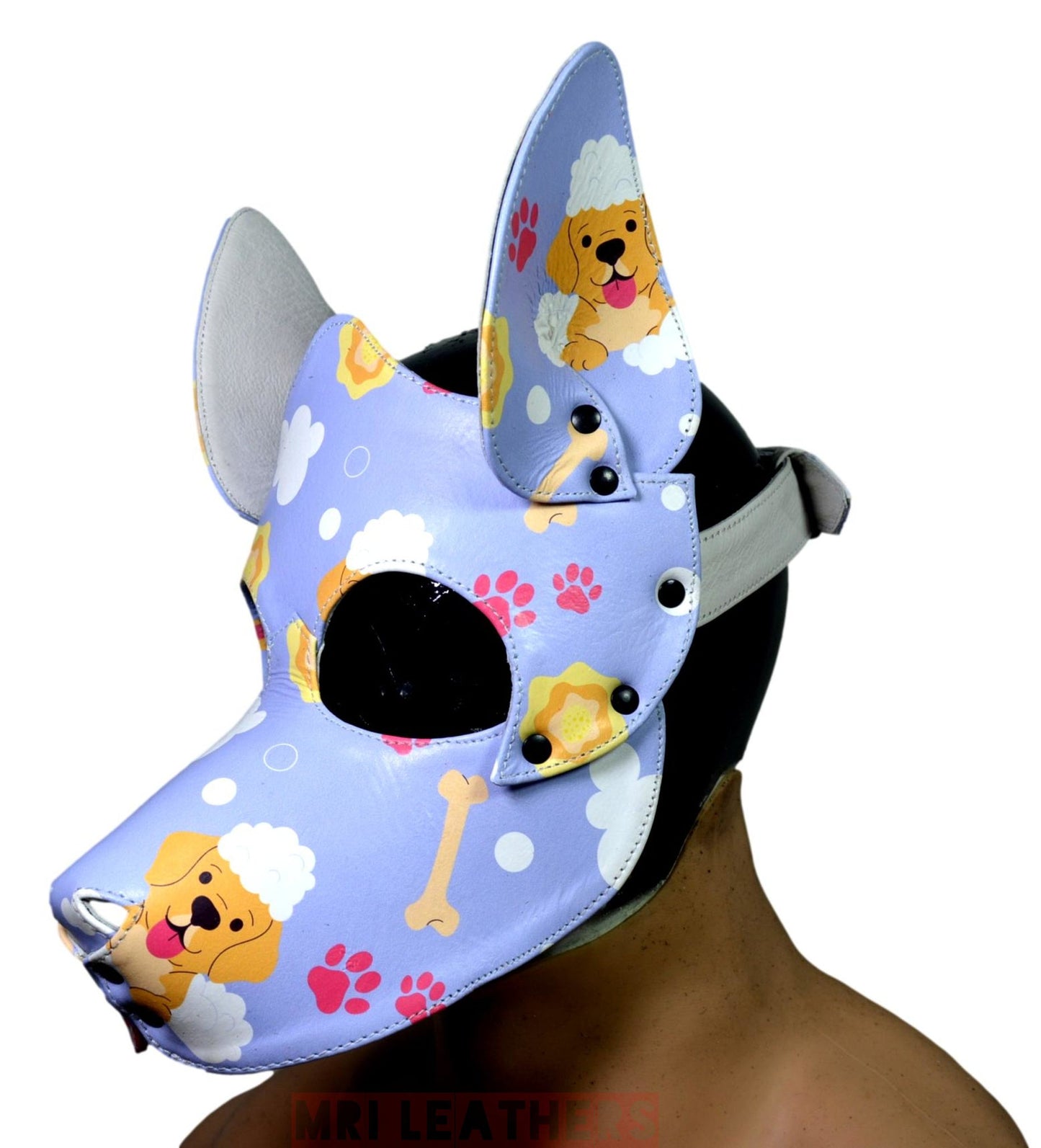 Human Pup Hood Leather Puppy Printed mask - MRI Leathers