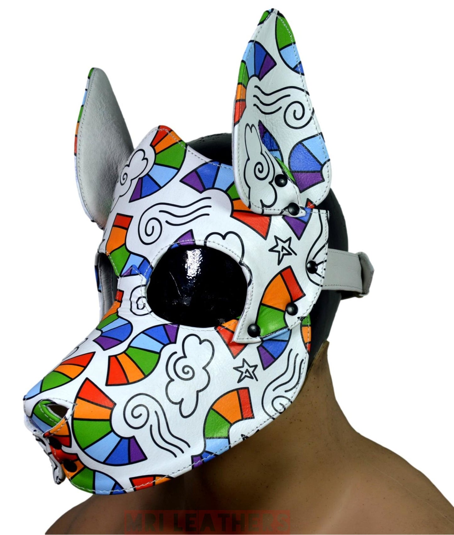 Human Pup Hood Leather Puppy Printed mask - MRI Leathers