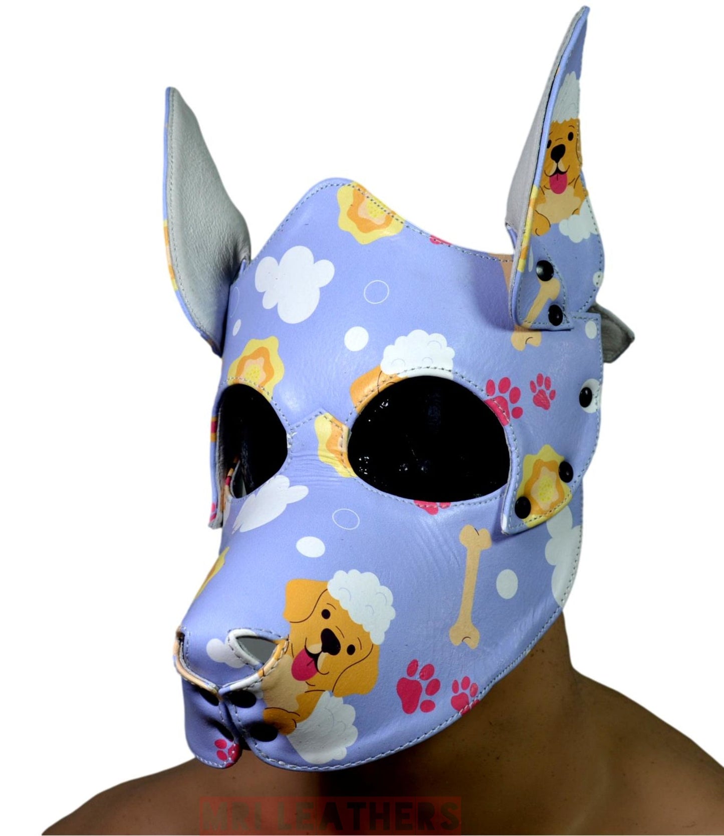 Human Pup Hood Leather Puppy Printed mask - MRI Leathers