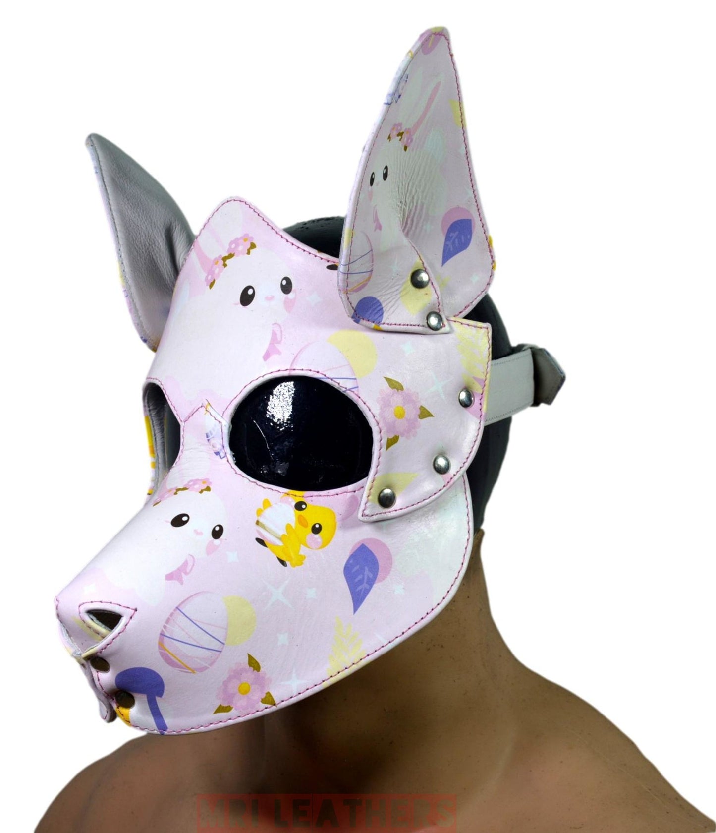 Human Pup Hood Leather Puppy Printed mask - MRI Leathers