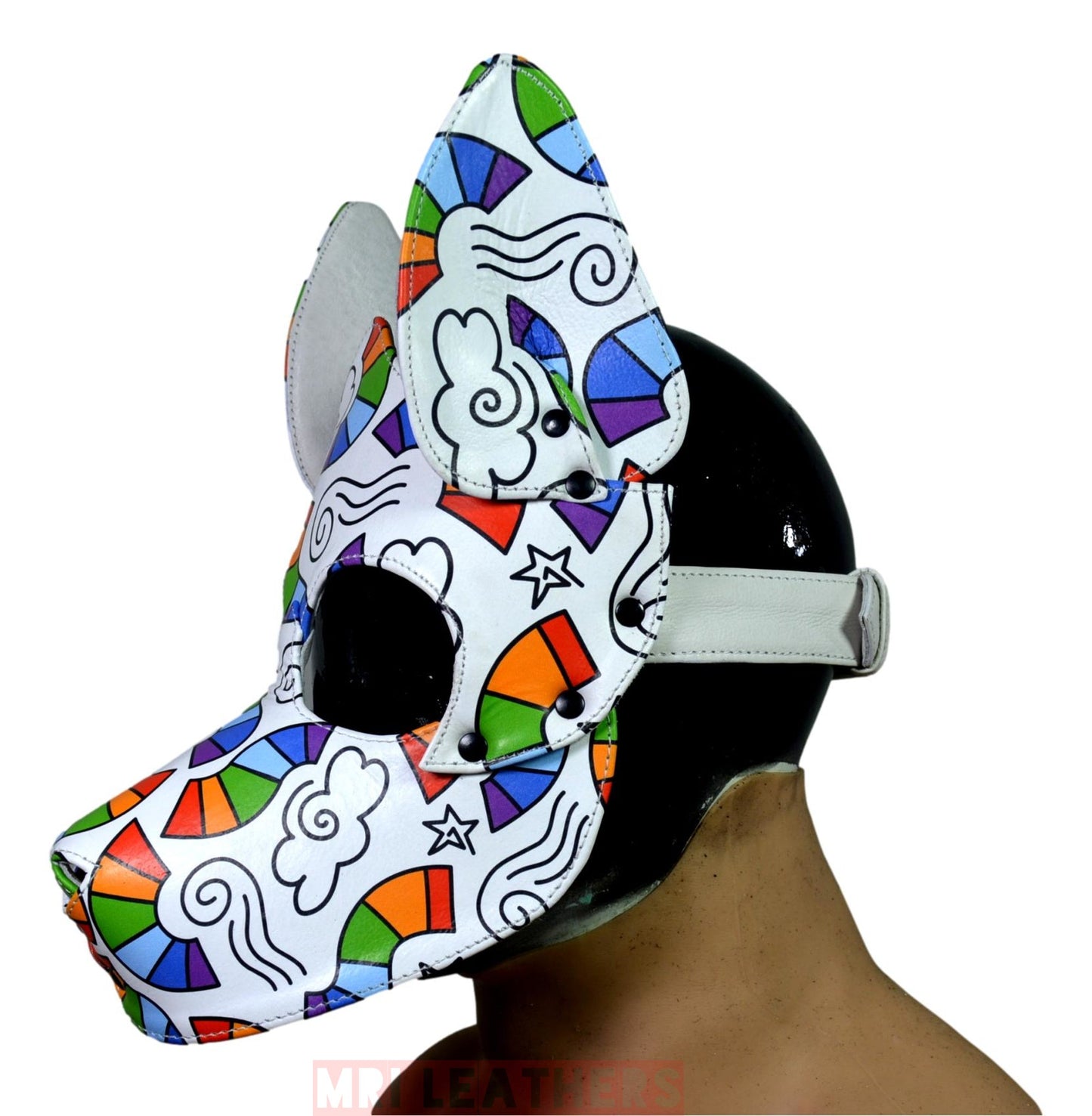 Human Pup Hood Leather Puppy Printed mask - MRI Leathers