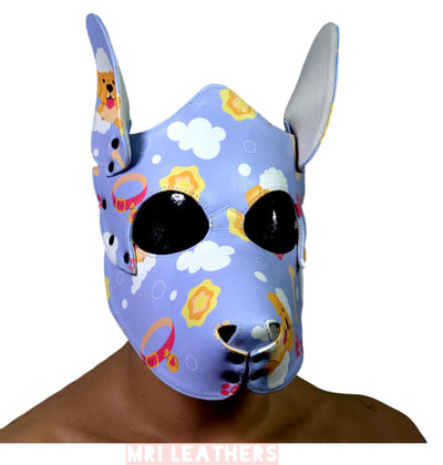 Human Pup Hood Leather Puppy Printed mask - MRI Leathers