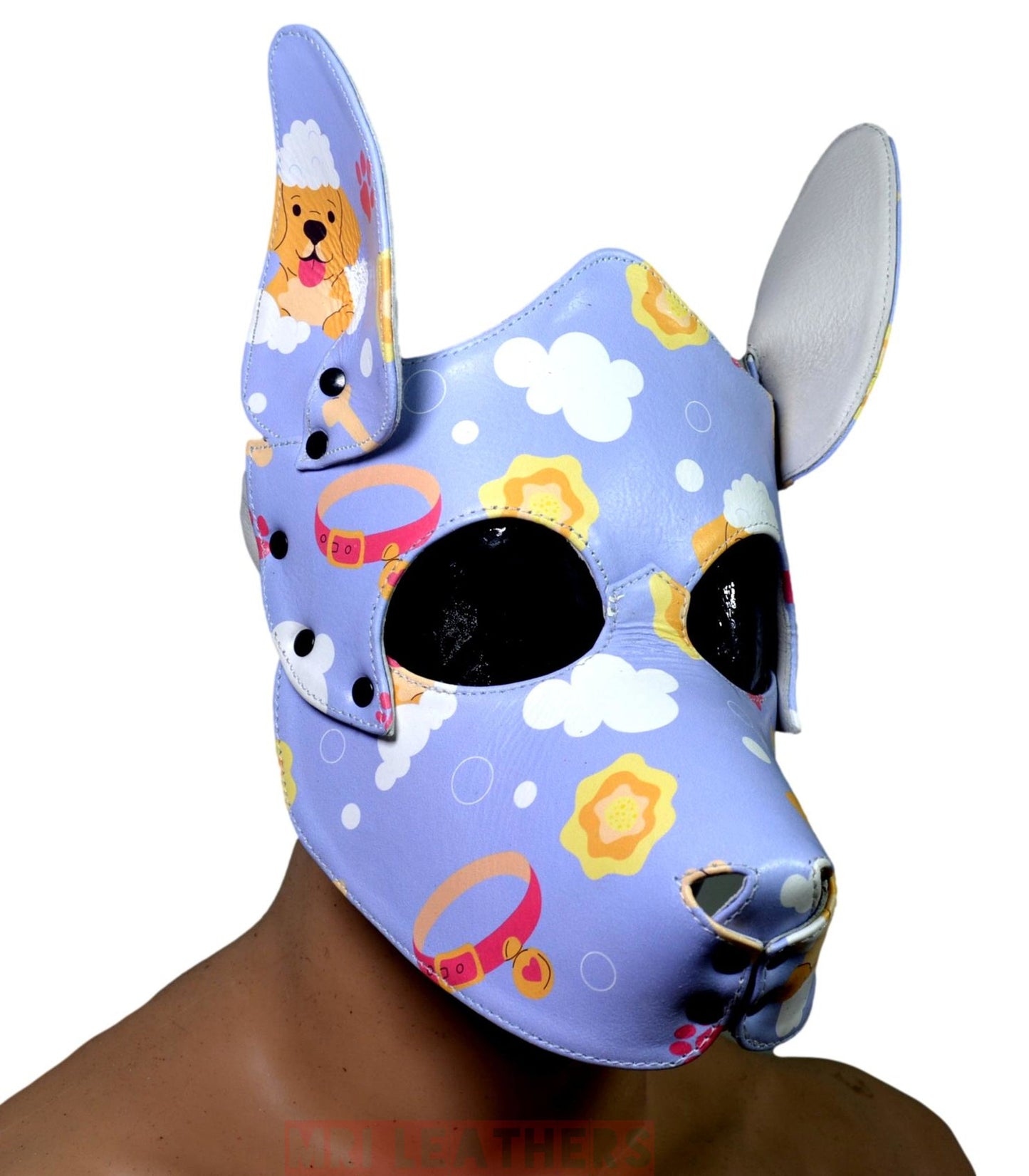 Human Pup Hood Leather Puppy Printed mask - MRI Leathers