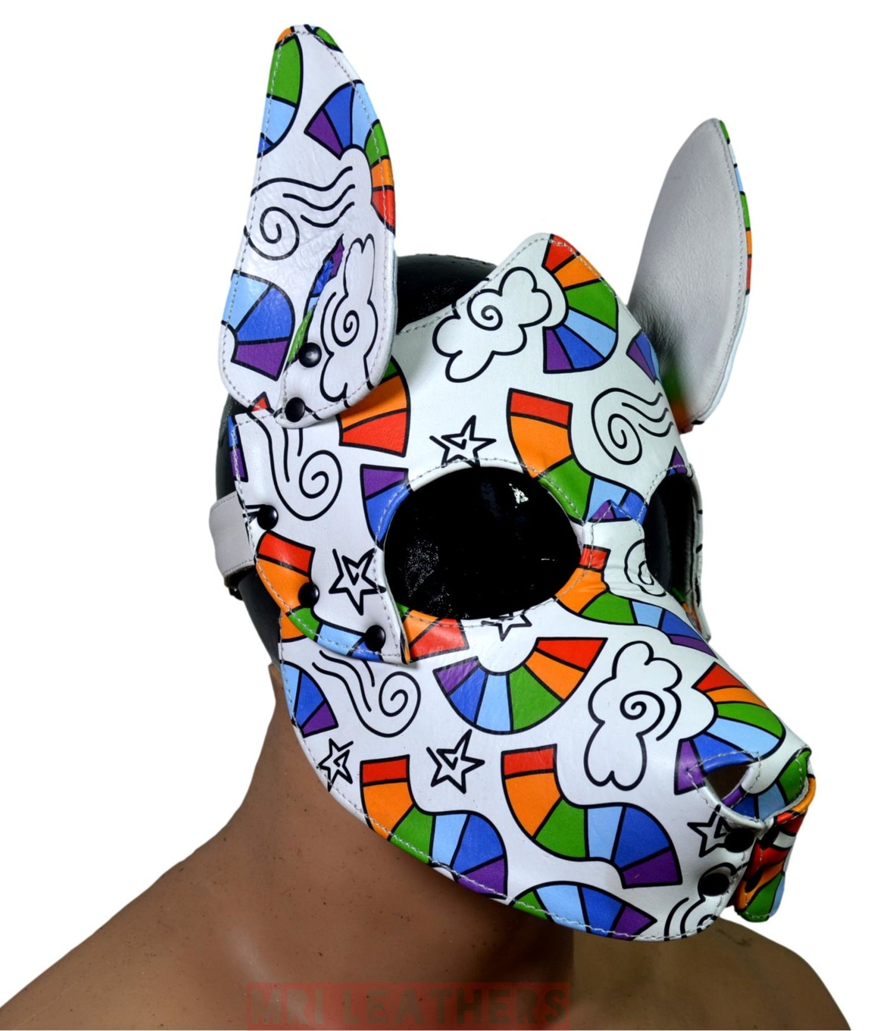 Human Pup Hood Leather Puppy Printed mask - MRI Leathers