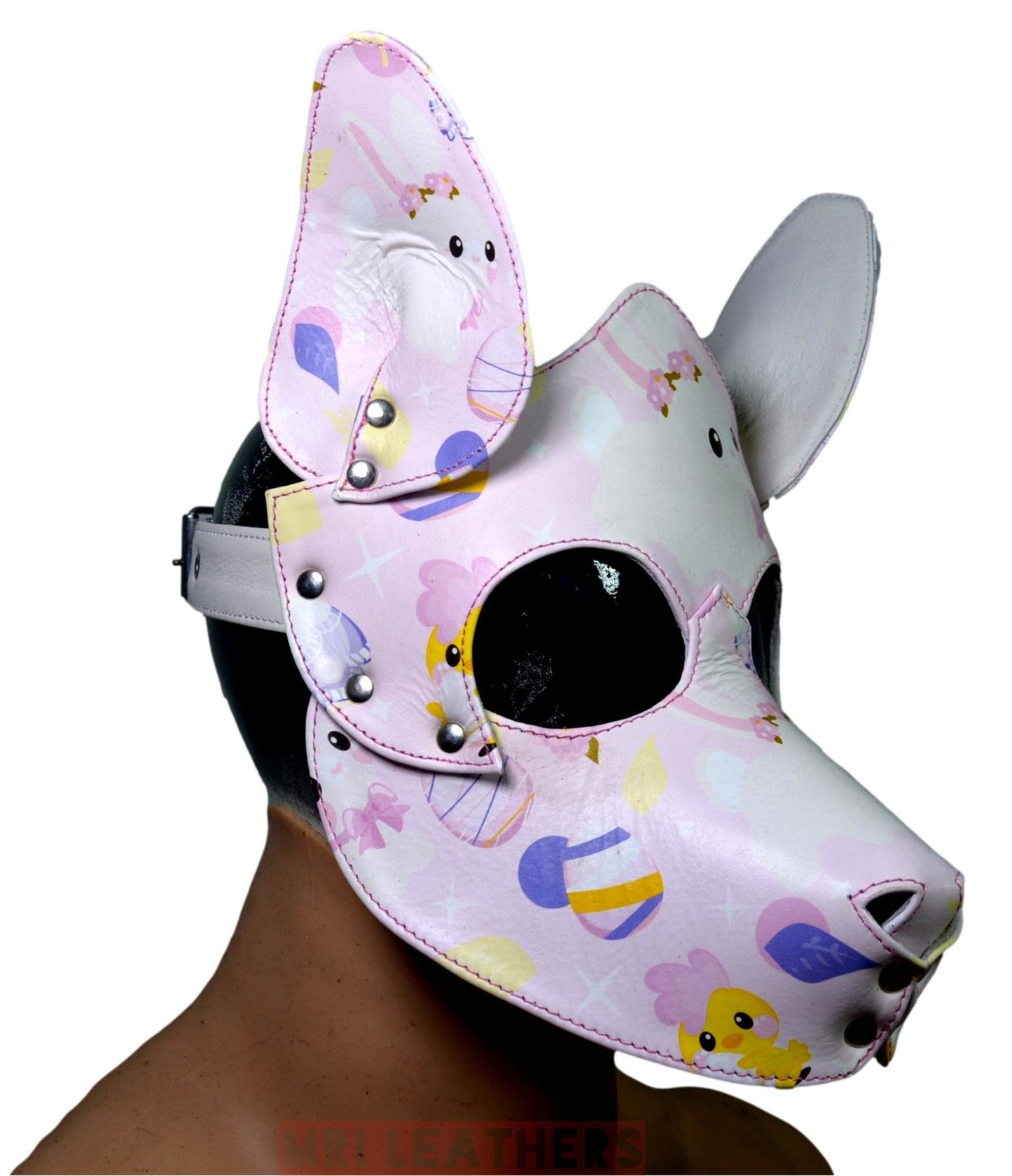 Human Pup Hood Leather Puppy Printed mask - MRI Leathers
