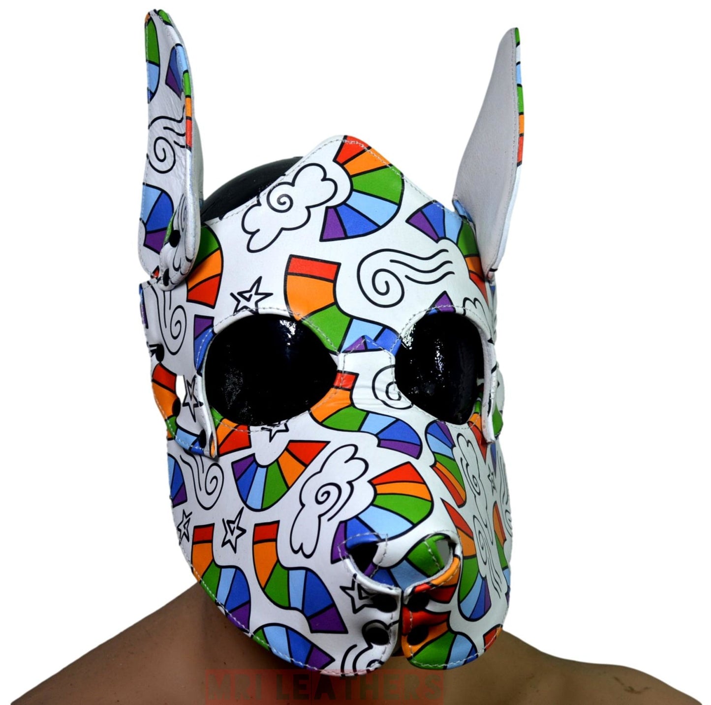 Human Pup Hood Leather Puppy Printed mask - MRI Leathers