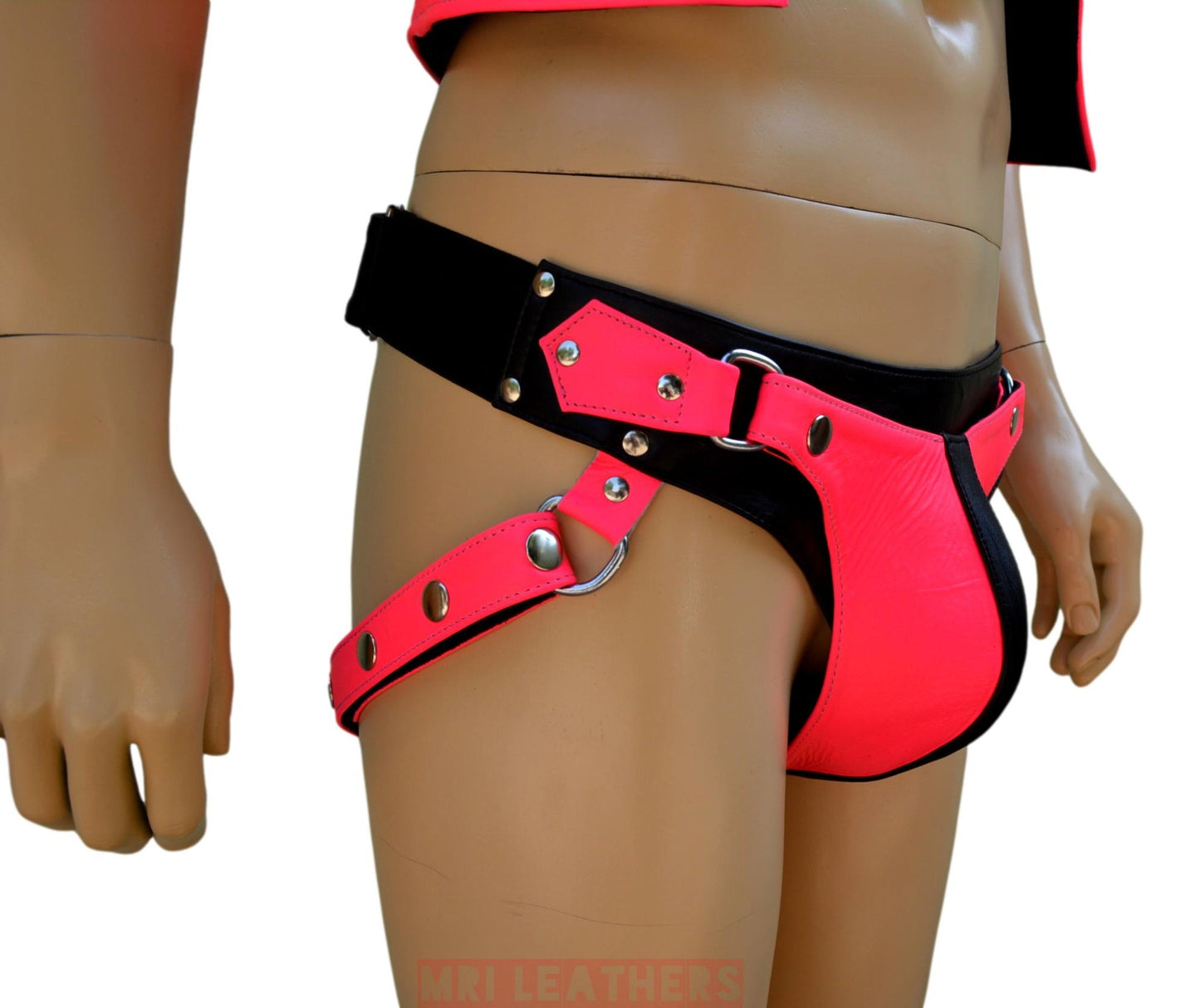 Leather Bar Vest for Men Open Front Leather Vest For Men Hand Made Leather Vest with thong - MRI Leathers