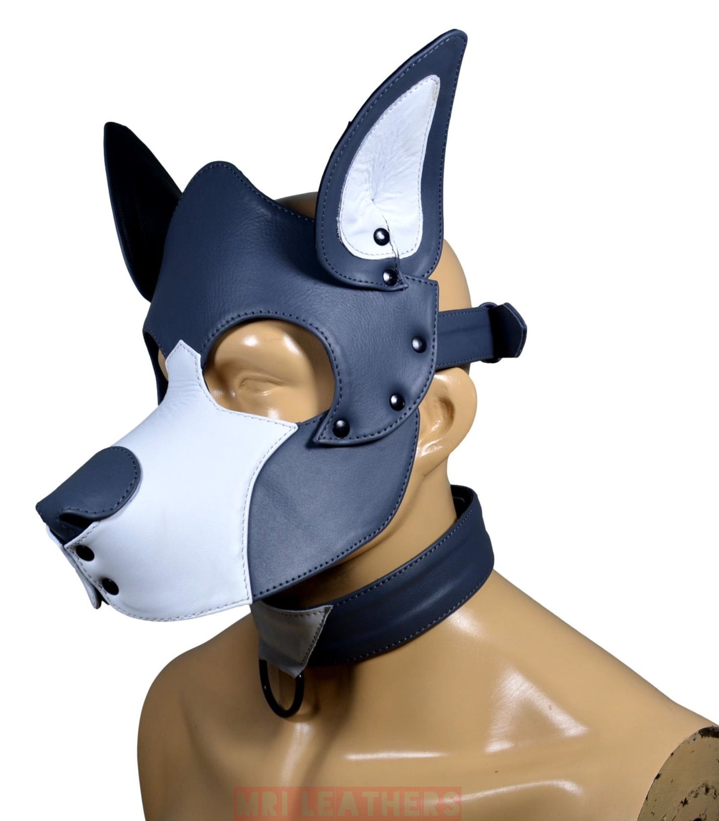 Leather Dog Mask Australian Cattle Dog Red Heeler Blue Heeler Leather Pup Mask Dog Hood Pet Play Hood - MRI Leathers