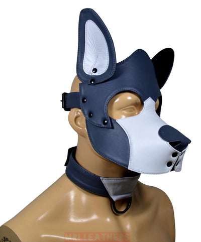 Leather Dog Mask Australian Cattle Dog Red Heeler Blue Heeler Leather Pup Mask Dog Hood Pet Play Hood - MRI Leathers