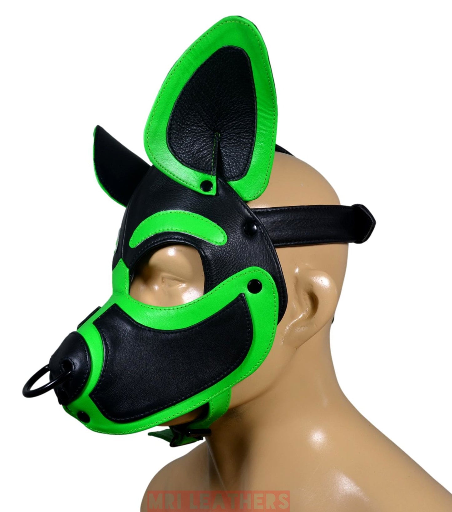 Leather Dog Mask Hood Pet Play Puppy Mask Human - MRI Leathers