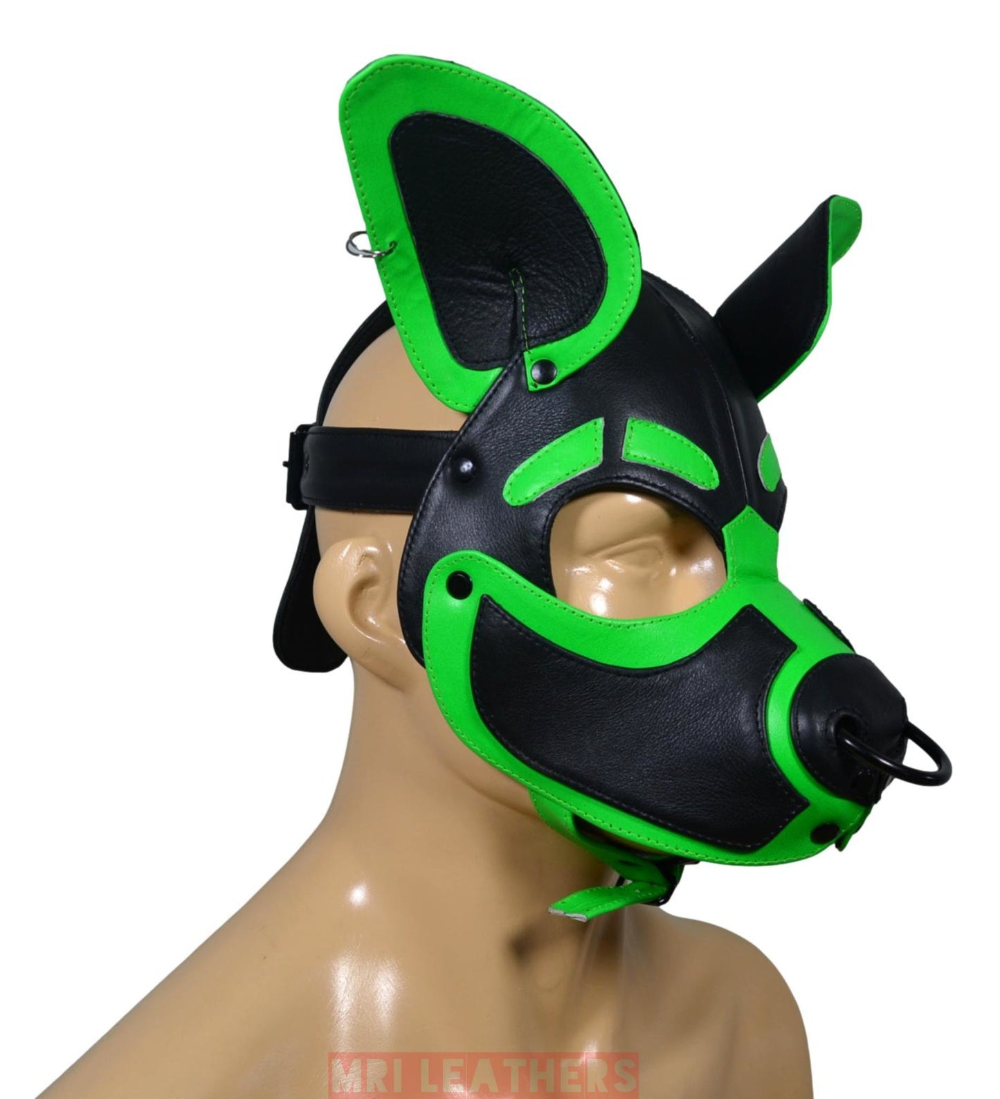 Leather Dog Mask Hood Pet Play Puppy Mask Human - MRI Leathers