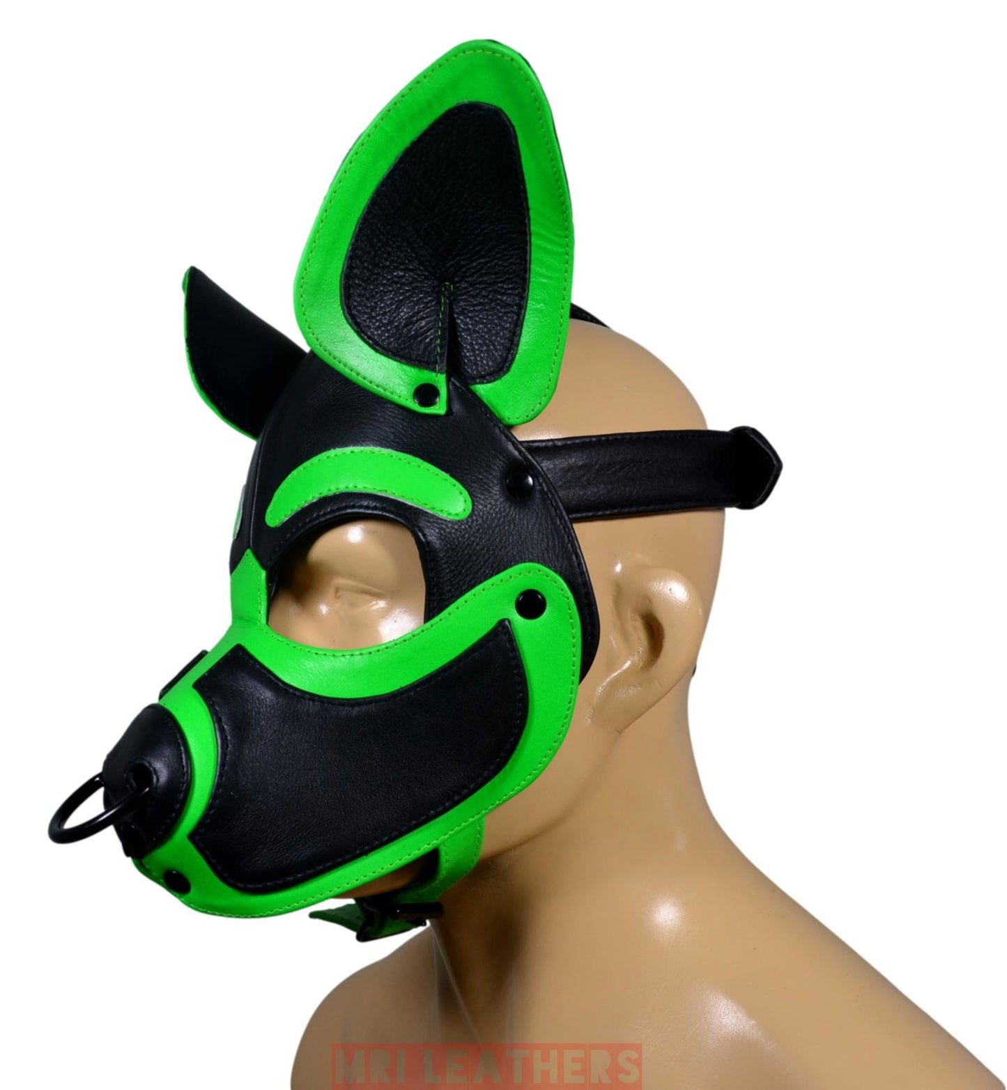 Leather Dog Mask Hood Pet Play Puppy Mask Human - MRI Leathers