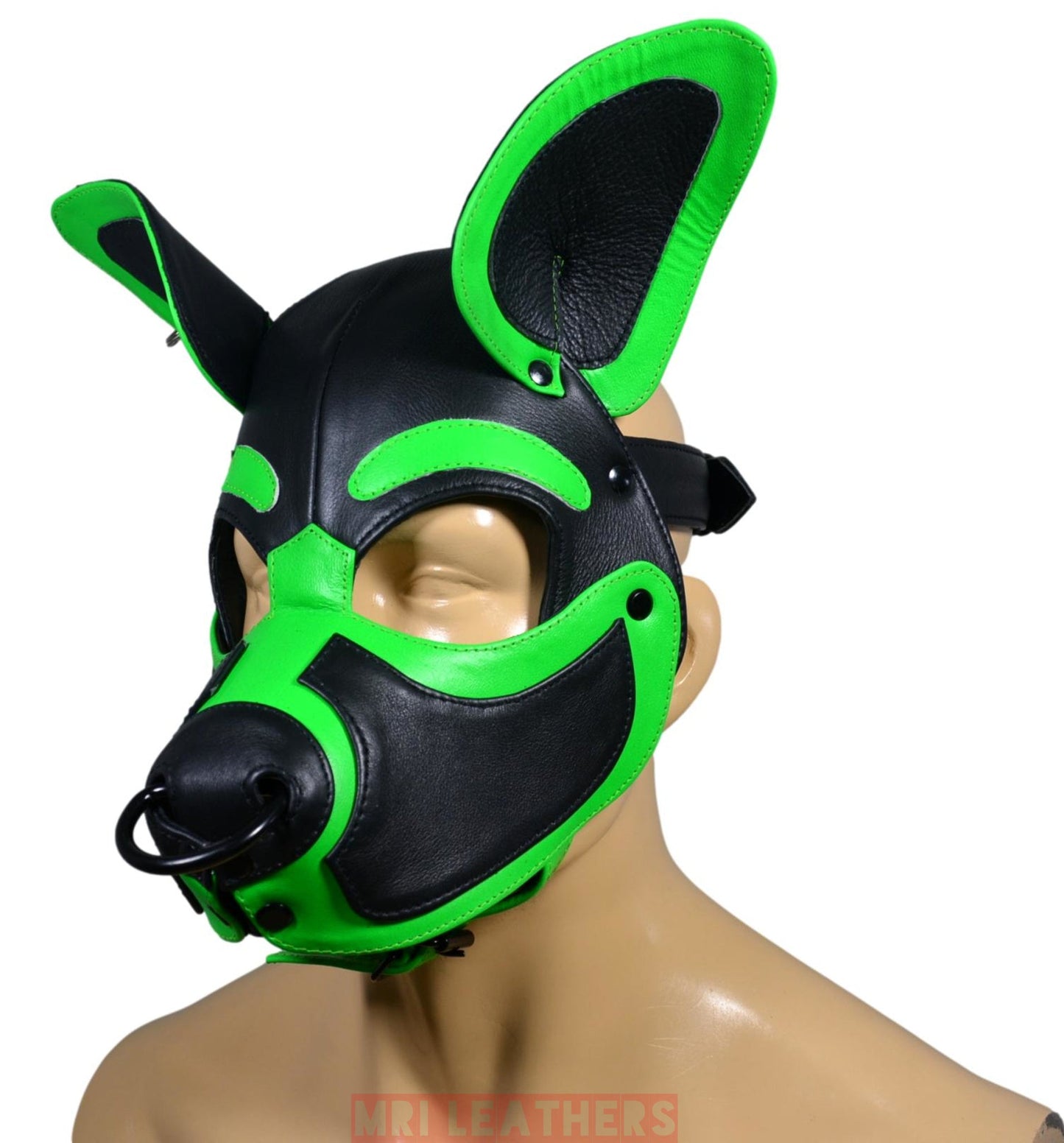Leather Dog Mask Hood Pet Play Puppy Mask Human - MRI Leathers