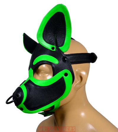 Leather Dog Mask Hood Pet Play Puppy Mask Human - MRI Leathers