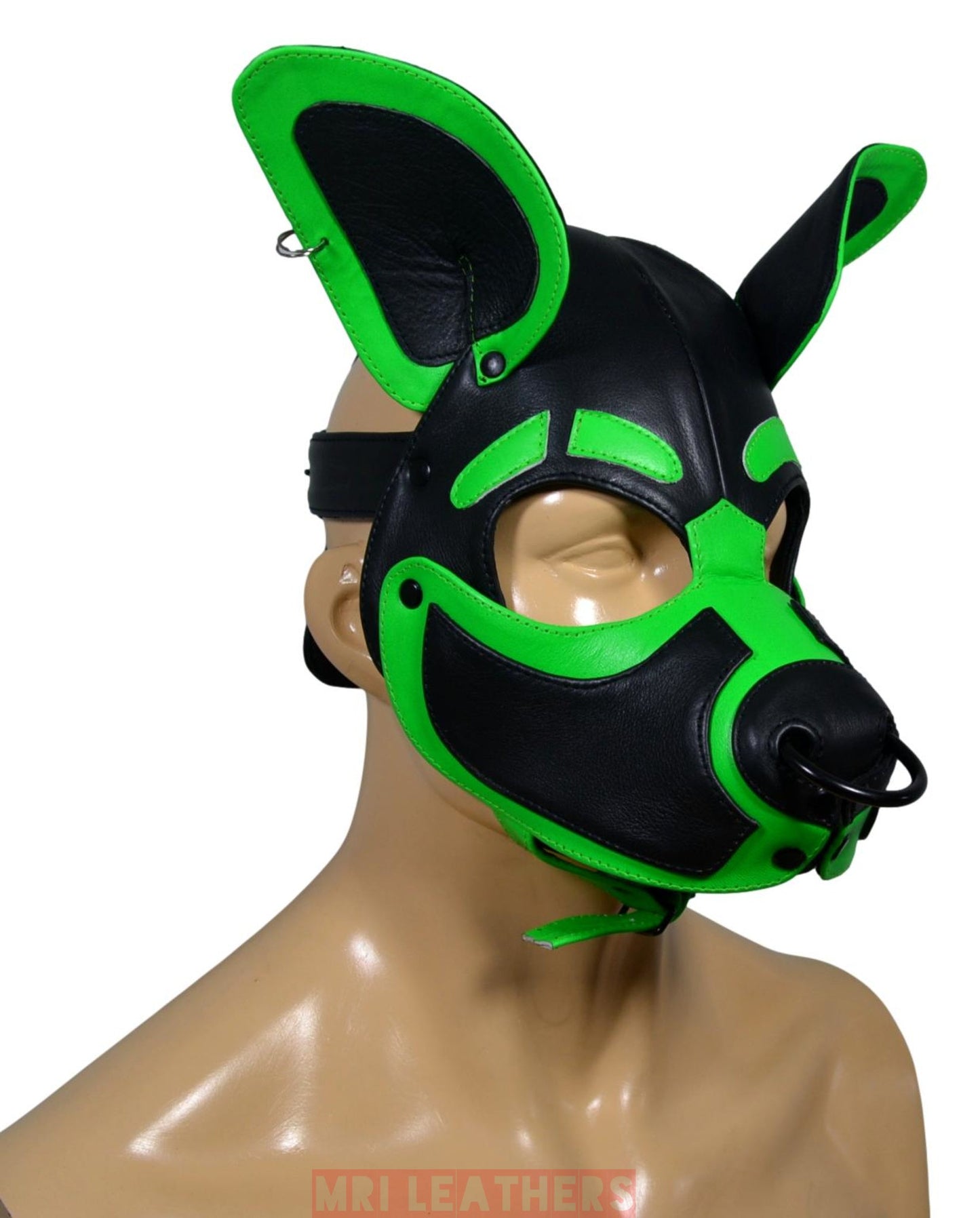 Leather Dog Mask Hood Pet Play Puppy Mask Human - MRI Leathers