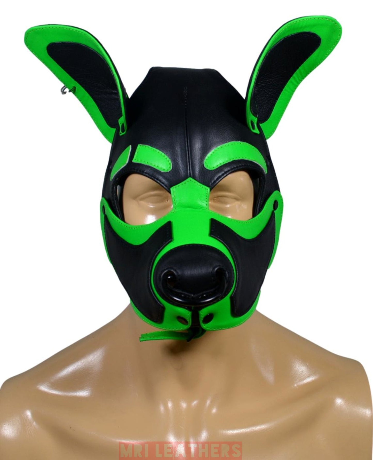 Leather Dog Mask Hood Pet Play Puppy Mask Human - MRI Leathers
