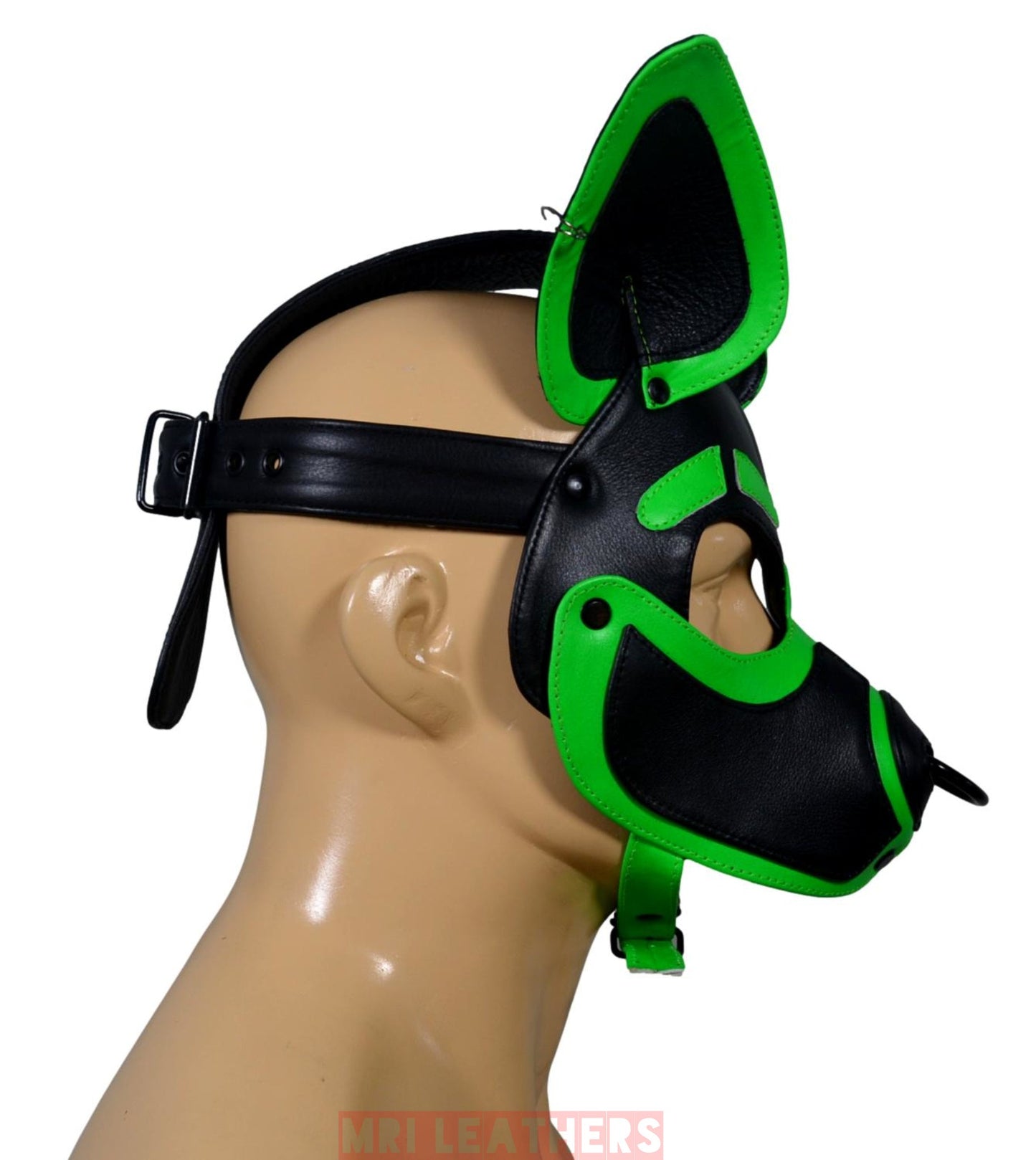 Leather Dog Mask Hood Pet Play Puppy Mask Human - MRI Leathers