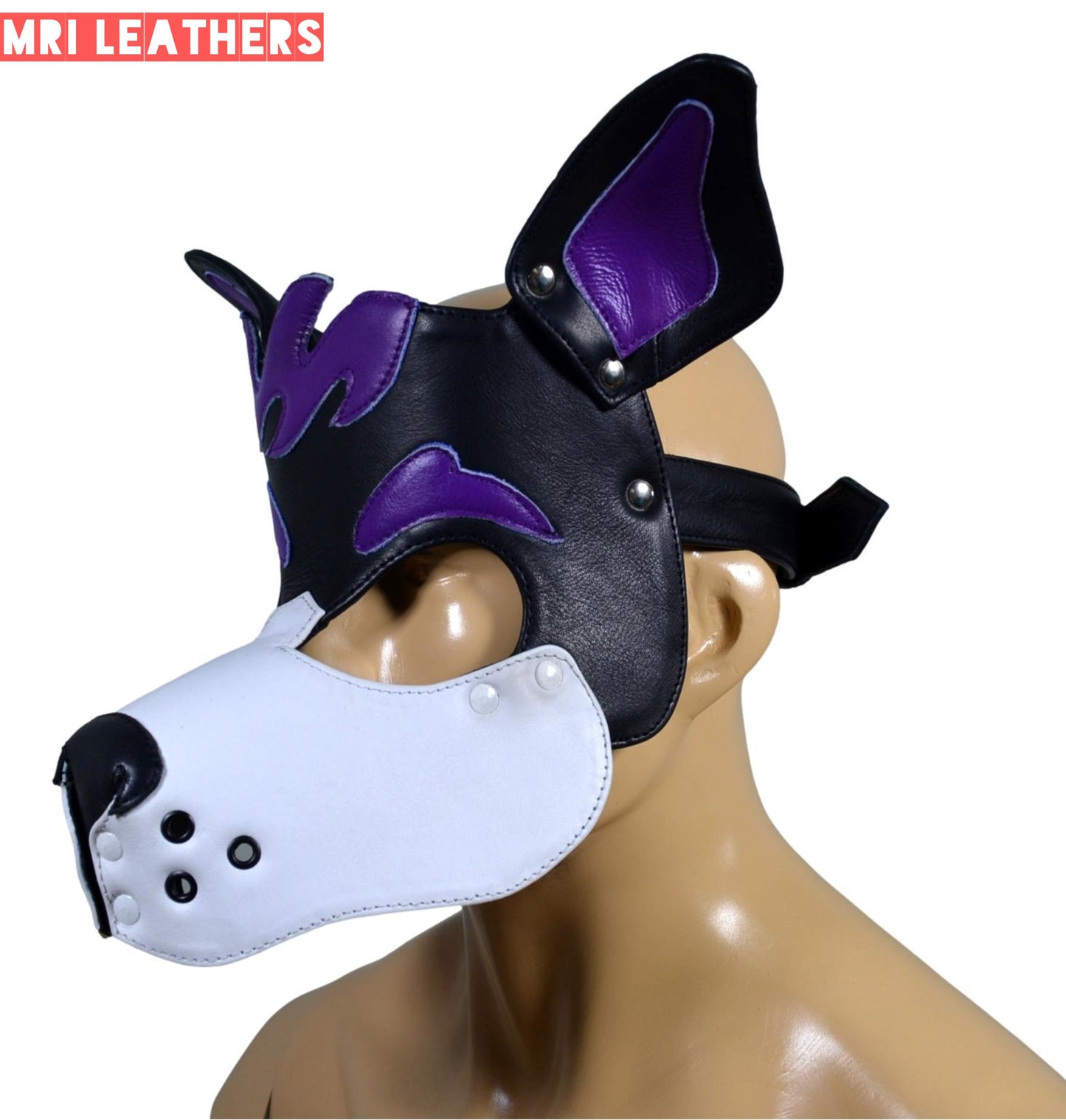 Leather Dog Mask Leather Dog Mask Dog Hood Pet Play Hood Puppy Mask - MRI Leathers