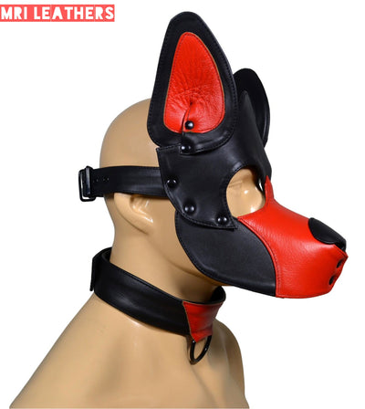 Leather Dog Mask Leather Dog Mask Dog Hood Pet Play Hood Puppy Mask - MRI Leathers