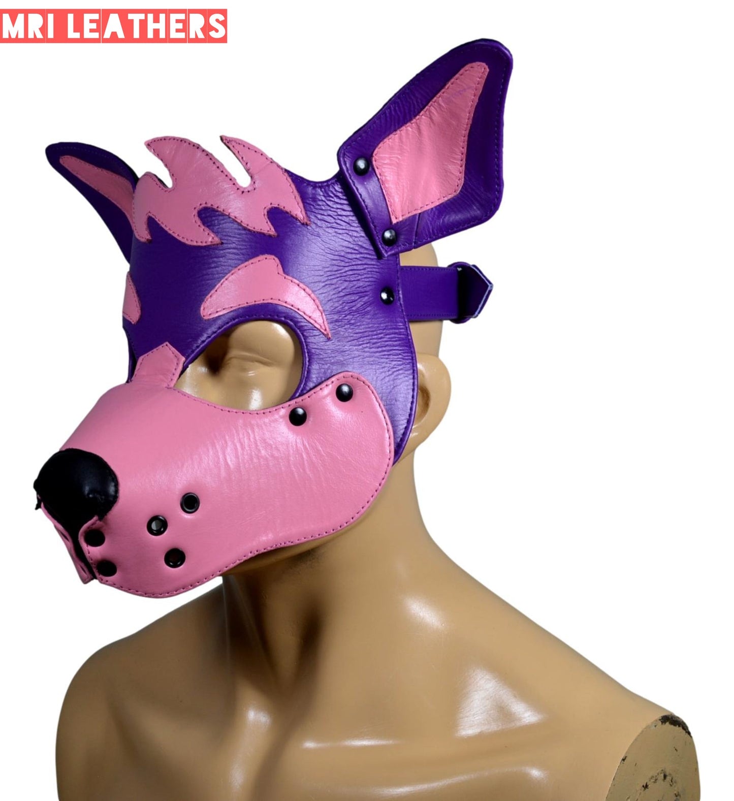Leather Dog Mask Leather Dog Mask Dog Hood Pet Play Hood Puppy Mask - MRI Leathers
