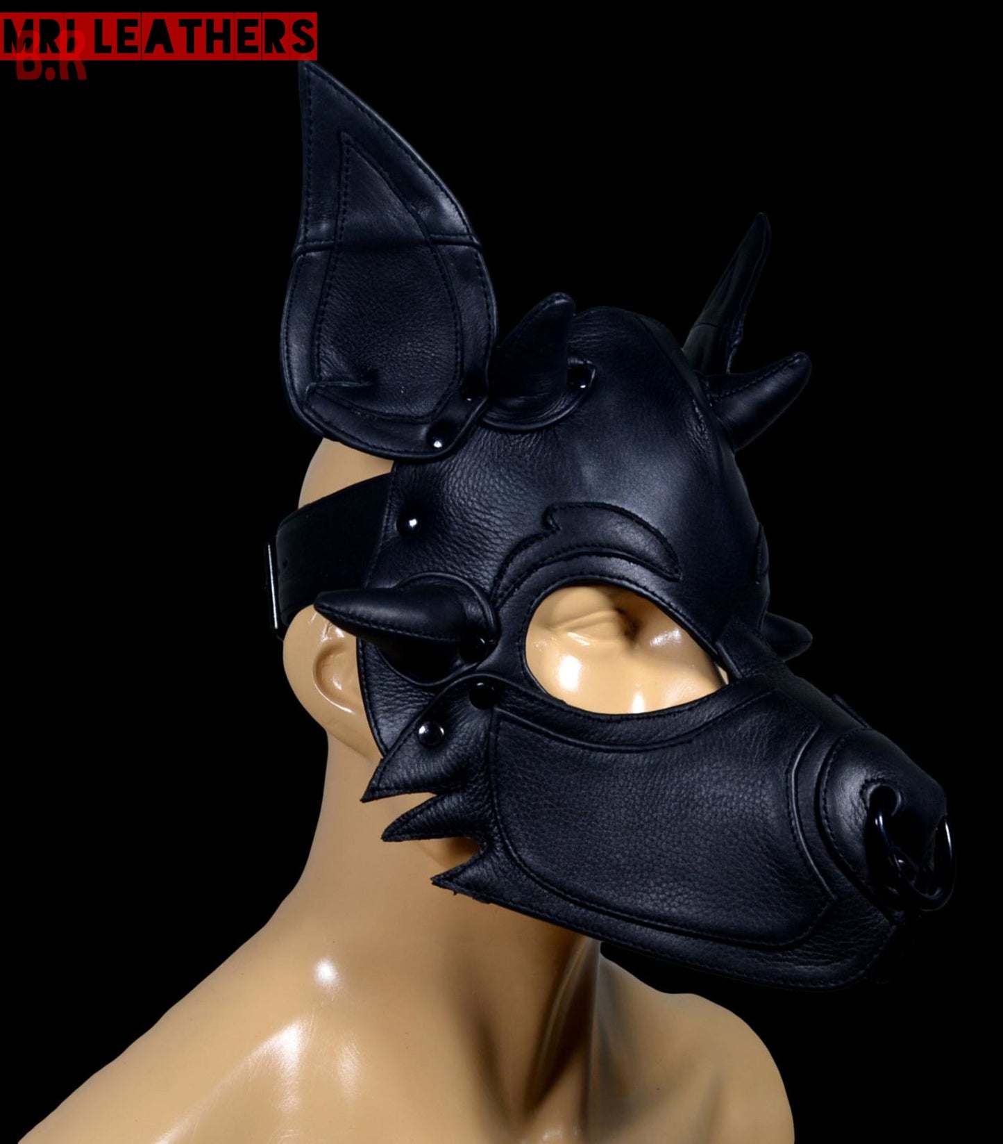Leather Dog Mask Leather Dog Mask Dog Hood Pet Play Hood Puppy Mask - MRI Leathers