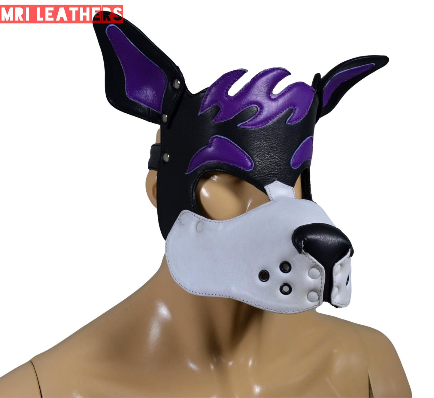 Leather Dog Mask Leather Dog Mask Dog Hood Pet Play Hood Puppy Mask - MRI Leathers